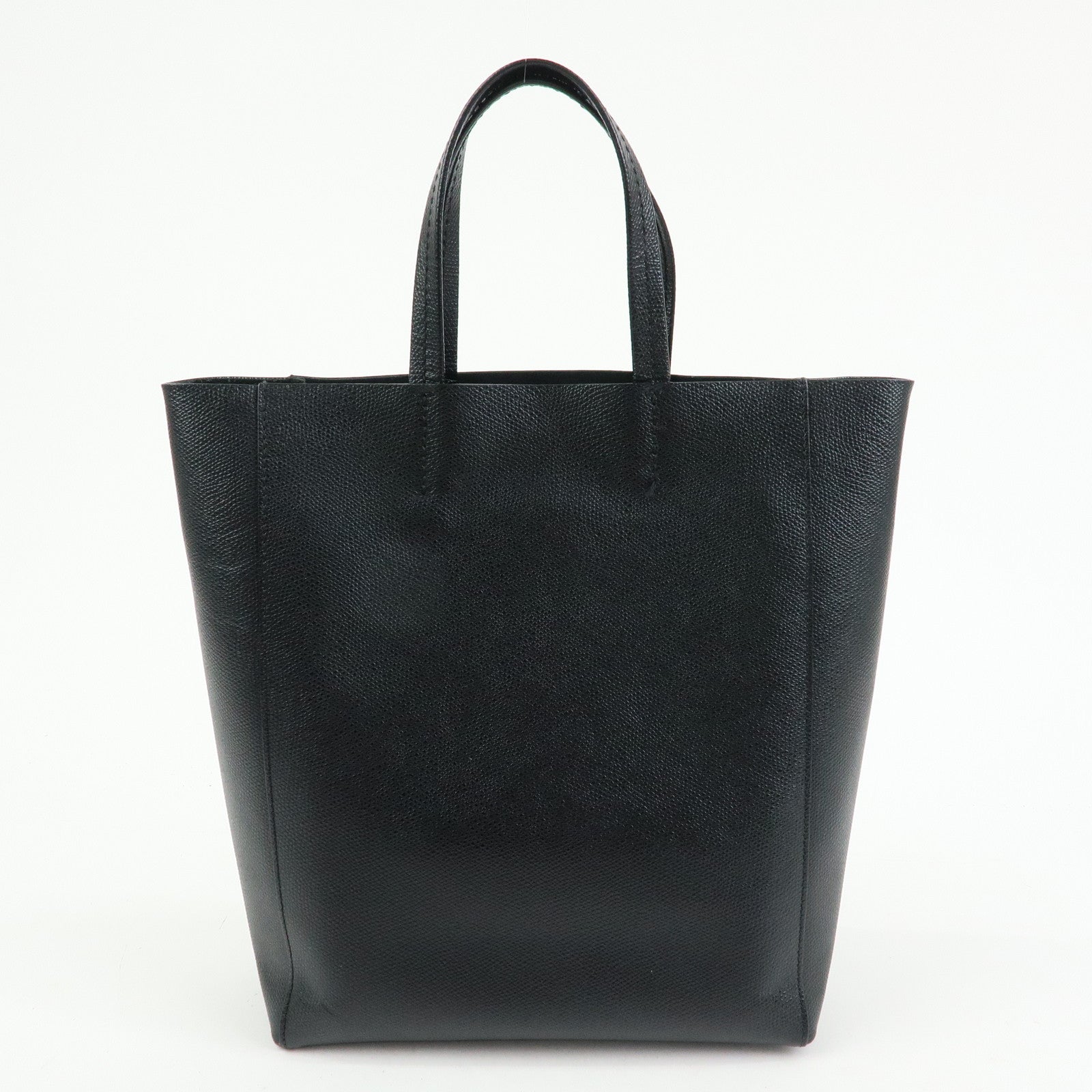 CELINE Party Cal Cabas Leather 2WAY Bag Tote Bag Hand Bag Black