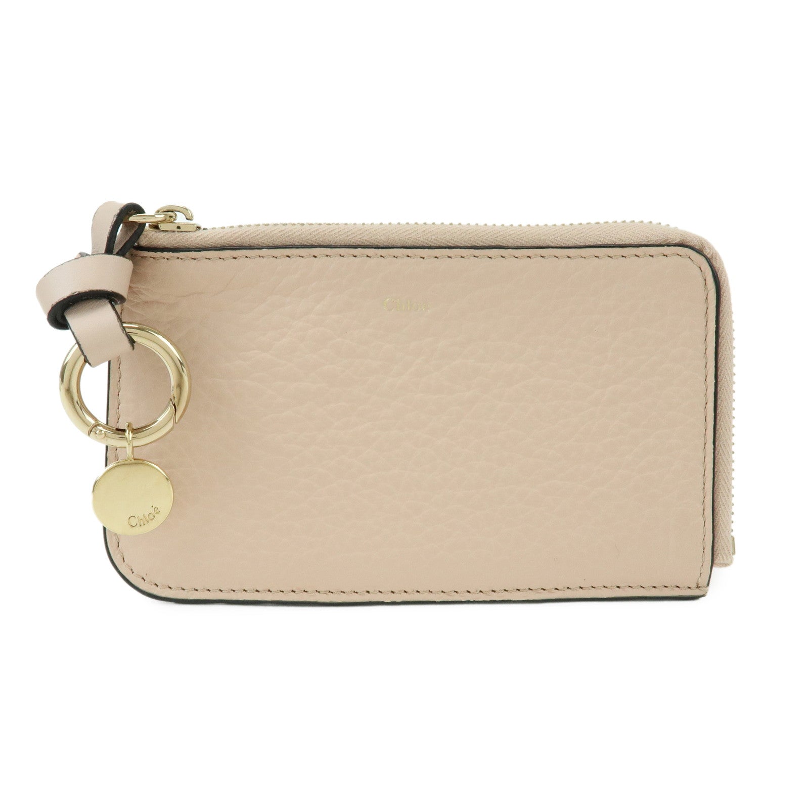 Chloe Alphabet Leather Fragment Case Coin Case Pink Beige