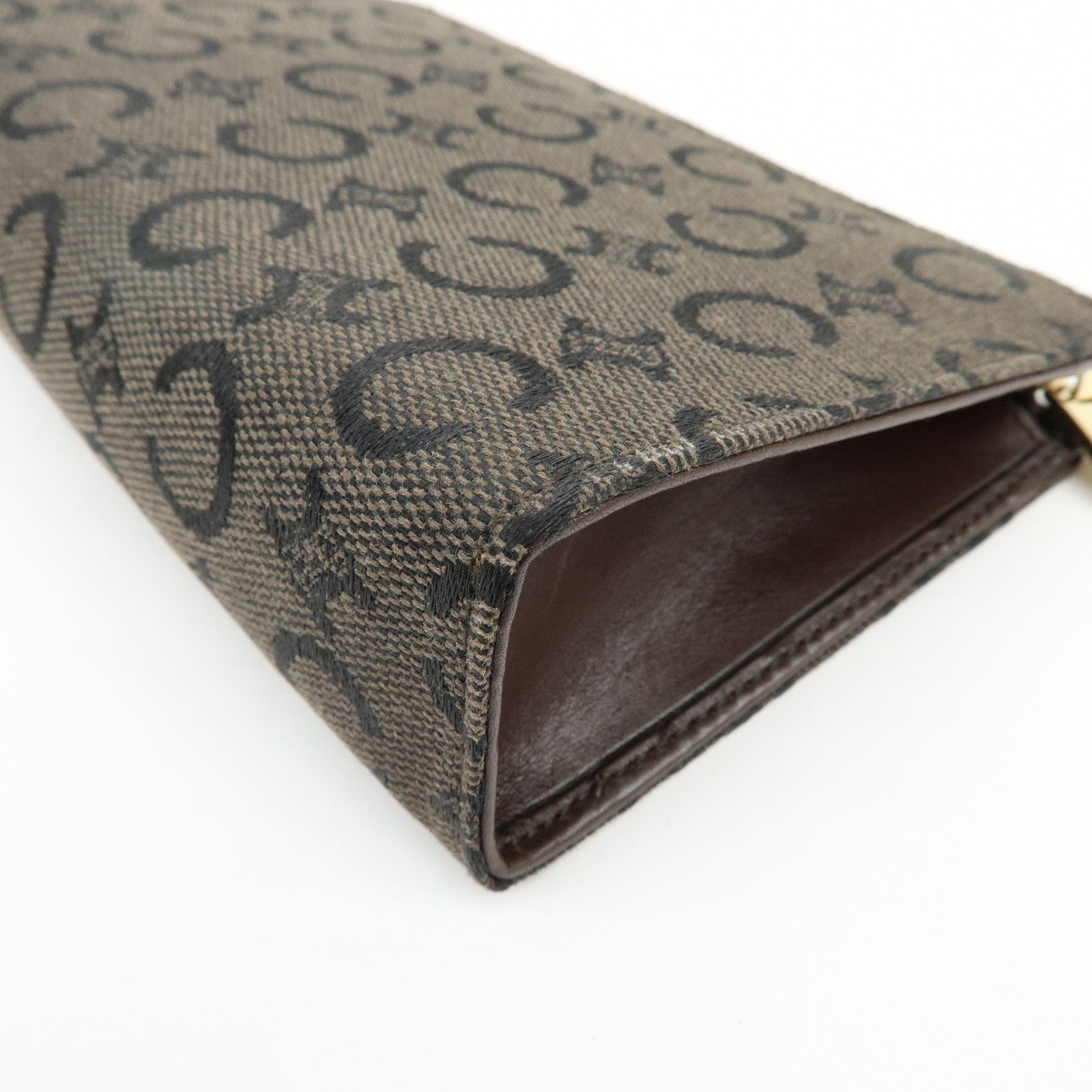CELINE C Macadam Canvas Mini Cosmetic Pouch Makeup Bag Brown