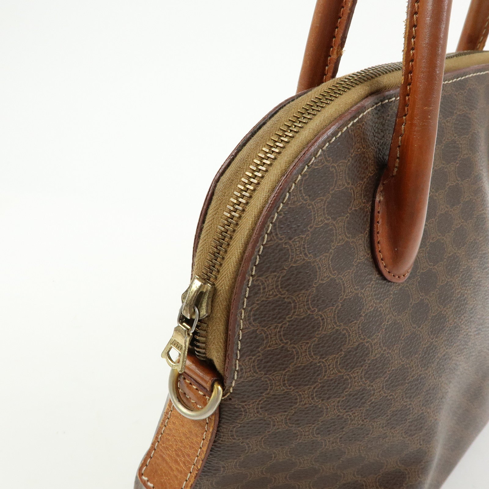 CELINE Macadam PVC Leather 2Way Bag Hand Bag Brown