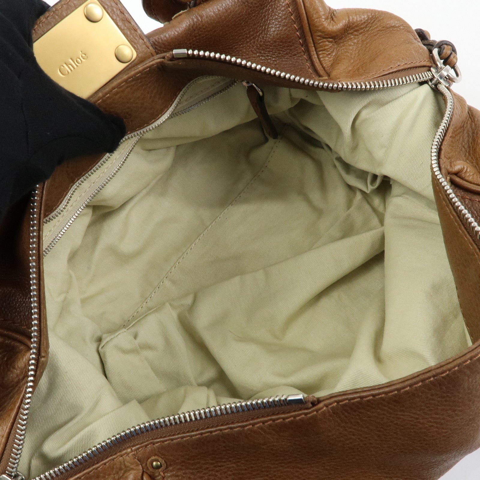 Chloe Paddington Leather Hand Bag Boston Bag Brown