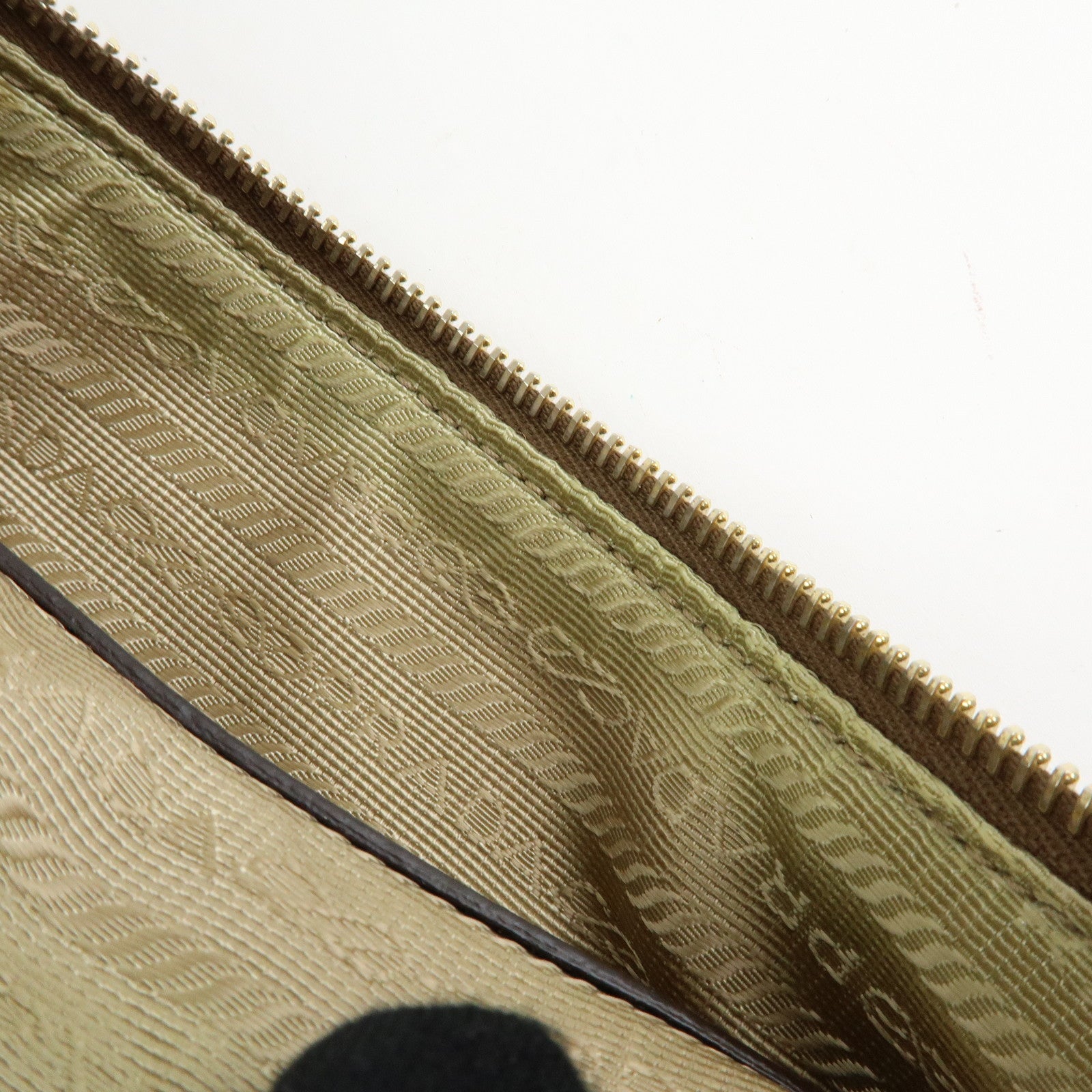 PRADA Jacquard Canvas Leather Shoulder Bag Crossbody Bag Beige Brown