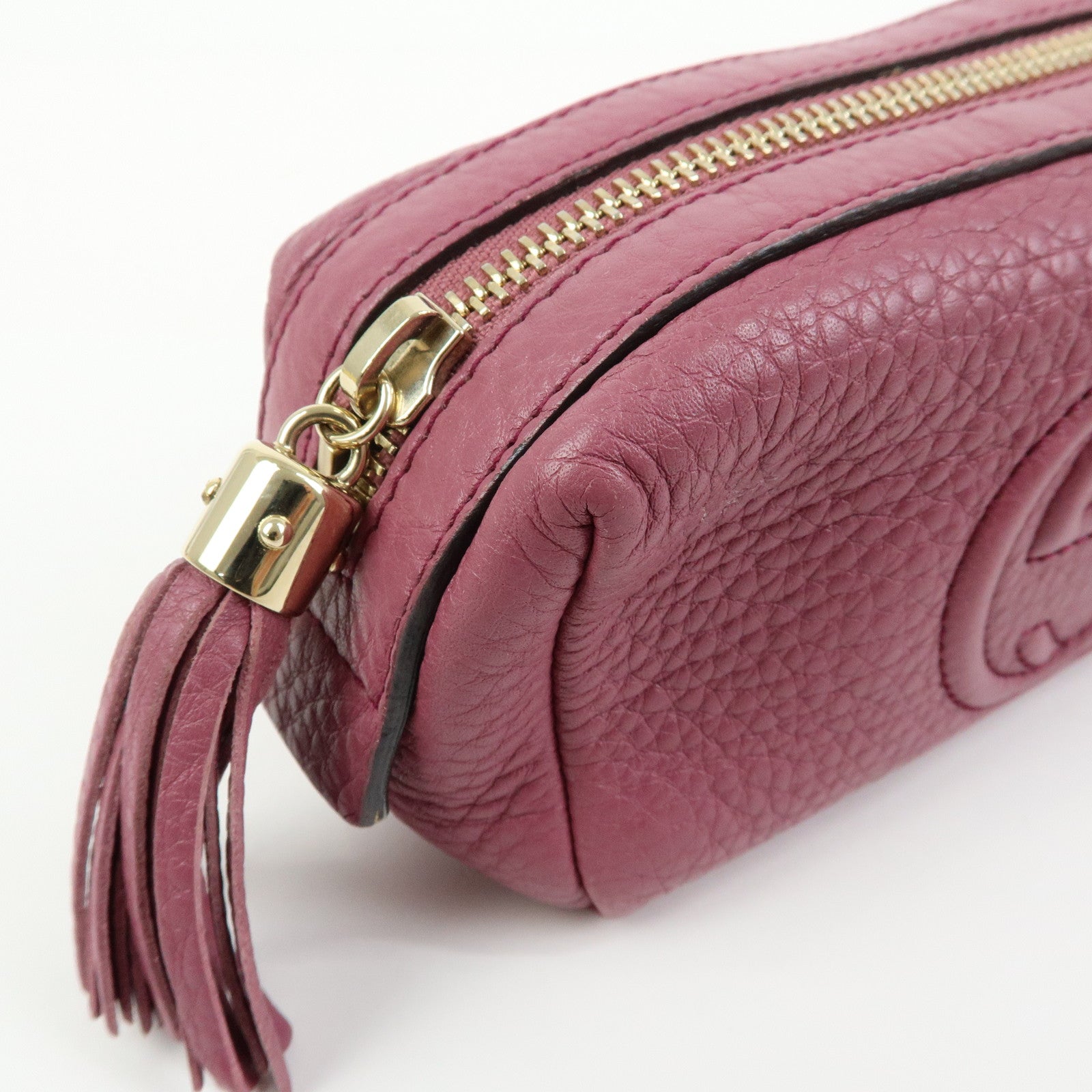 GUCCI Interlocking G SOHO Leather Cosmetic Pouch Makeup Case 308634