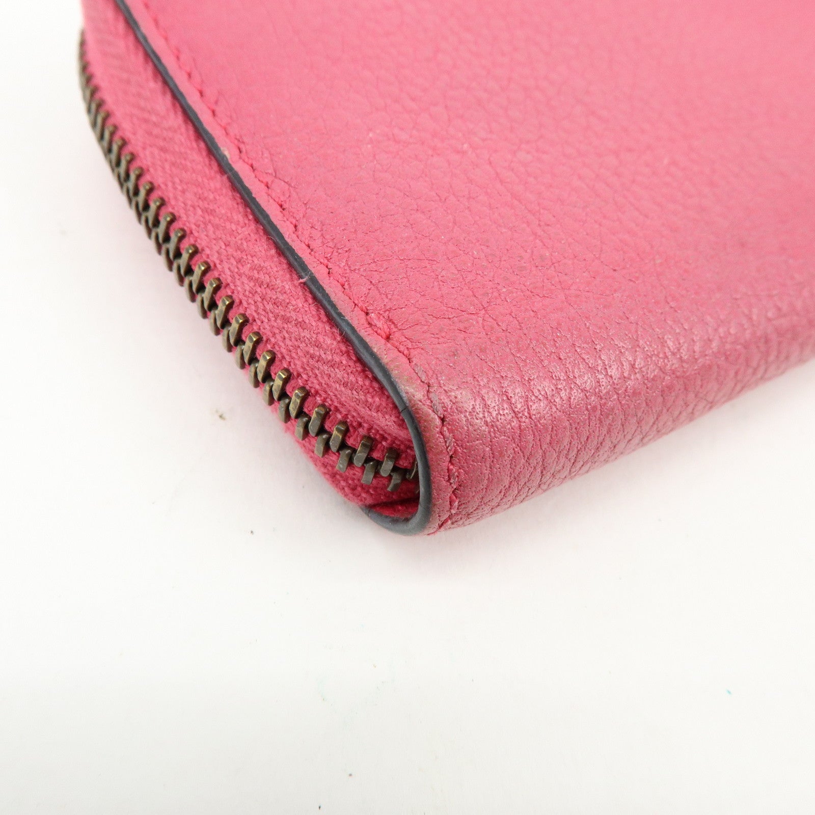 GUCCI Interlocking G Sherry Leather Round Zipper Coin Case Pink 496319