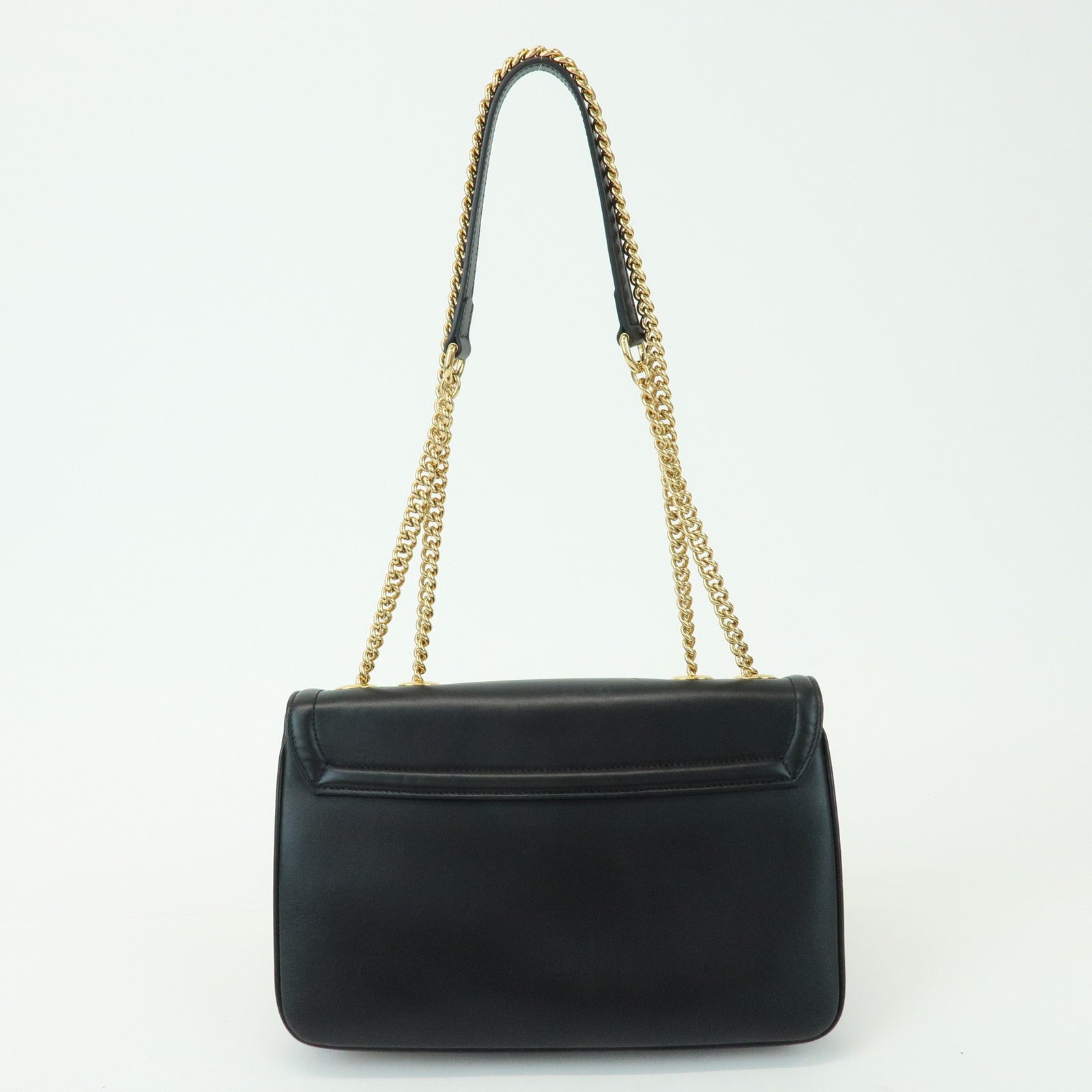 GUCCI Raja Calf Leather Rhinestone Chain Shoulder Bag Black 537241