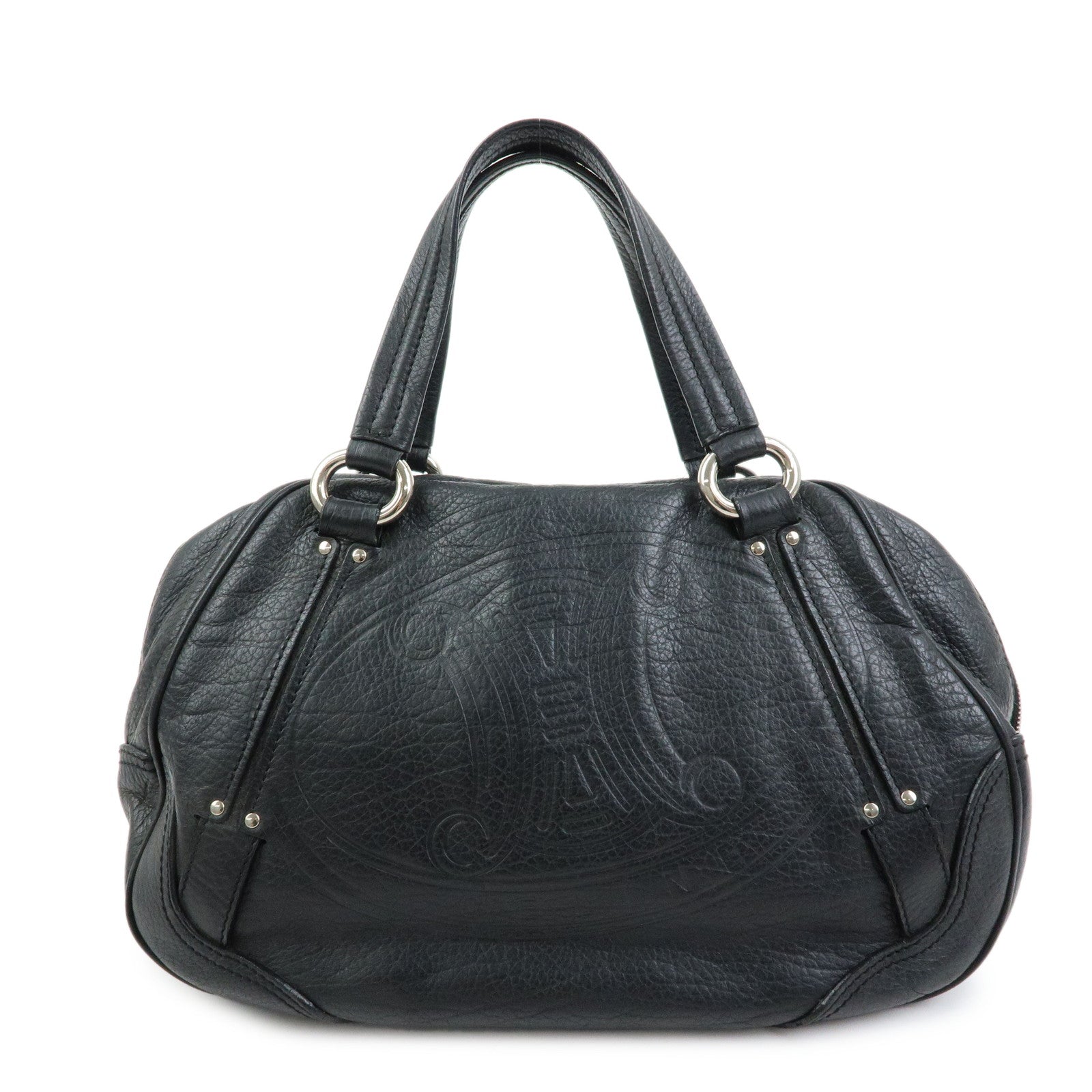 CELINE Macadam Leather Shoulder Bag Hand Bag Black