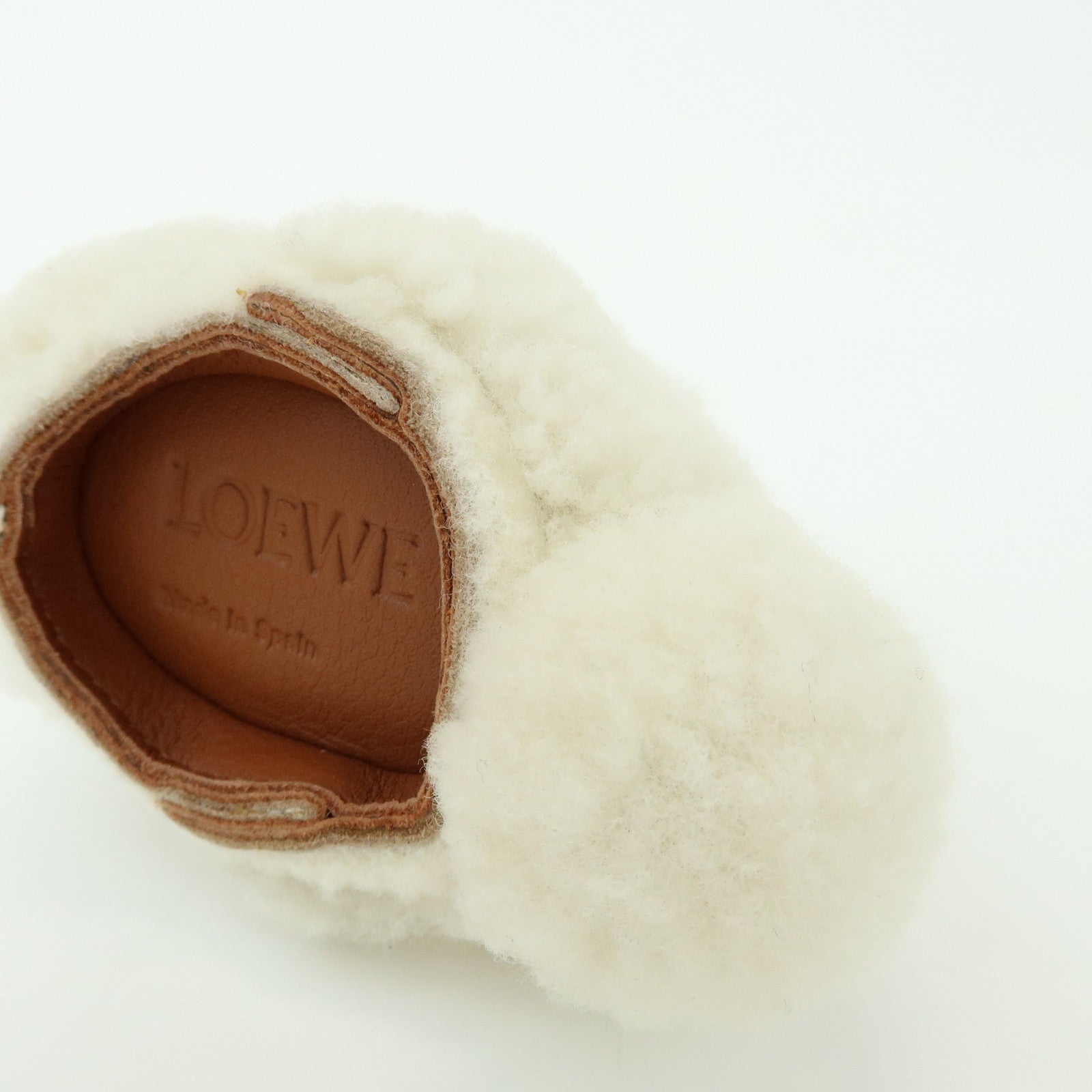 LOEWE Wool Leather Coin Case Bag Charm Rabbit White