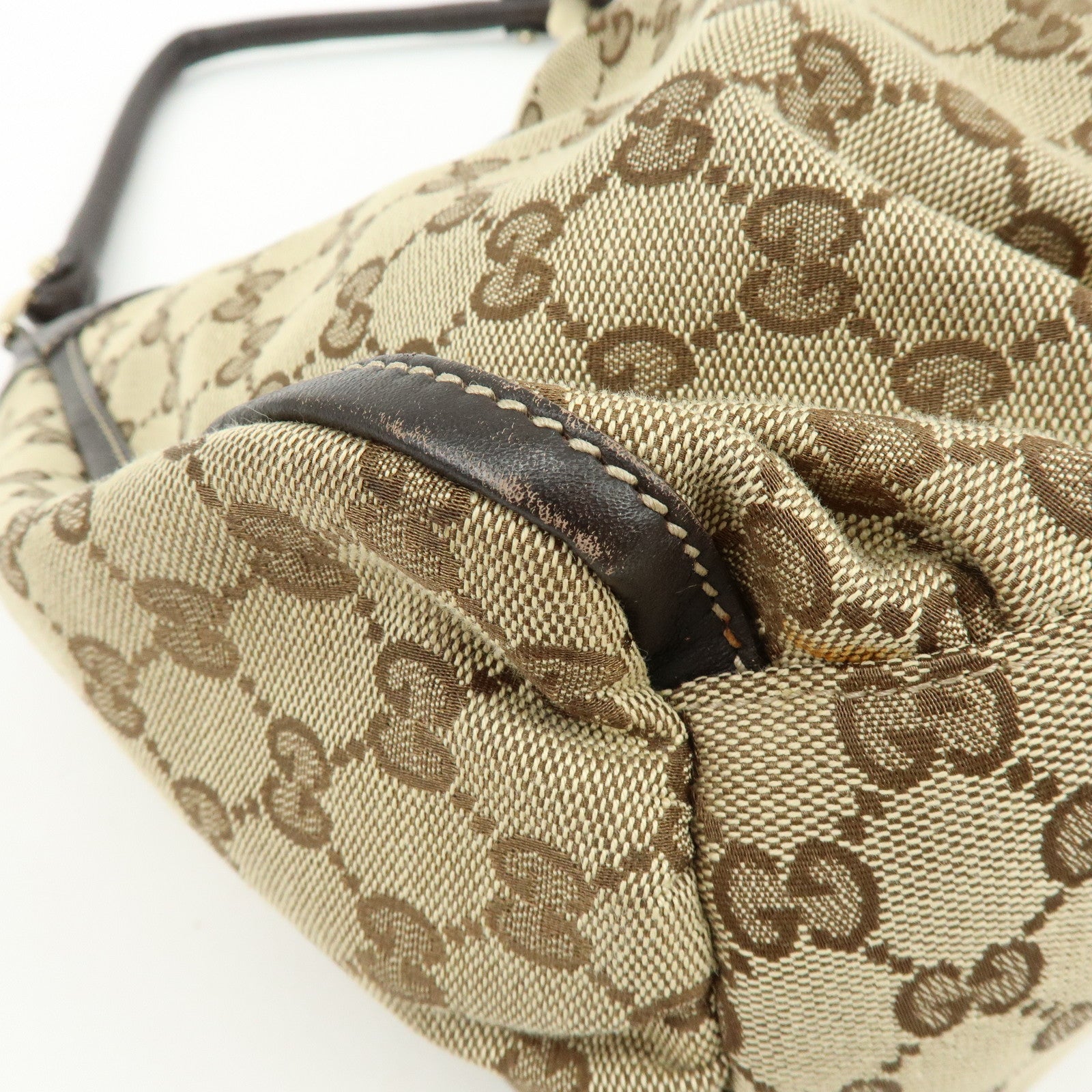 GUCCI Abbey GG Canvas Leather Shoulder Bag Brown Beige 189833