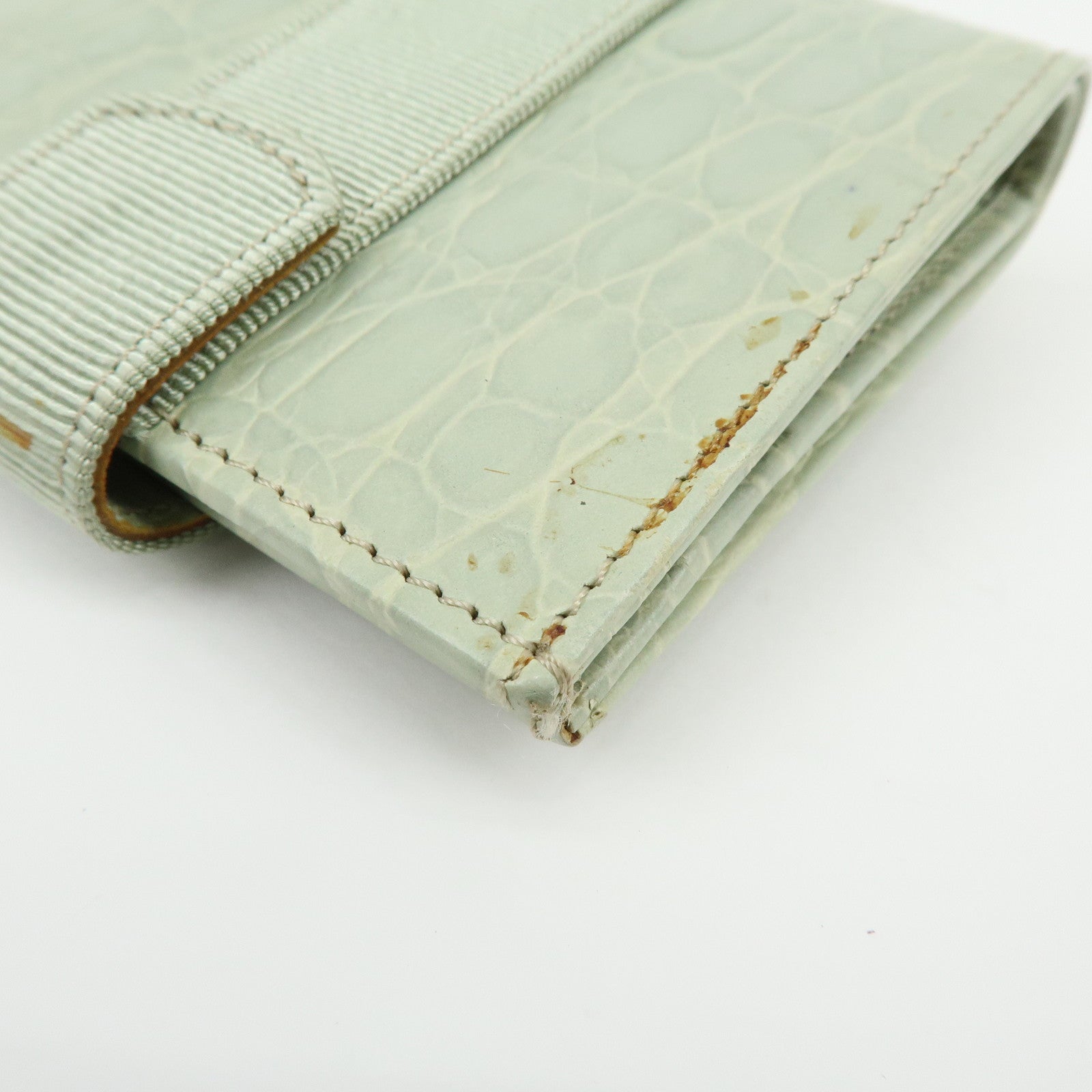 Ferragamo Vara Embossed Leather Compact Wallet Light Green