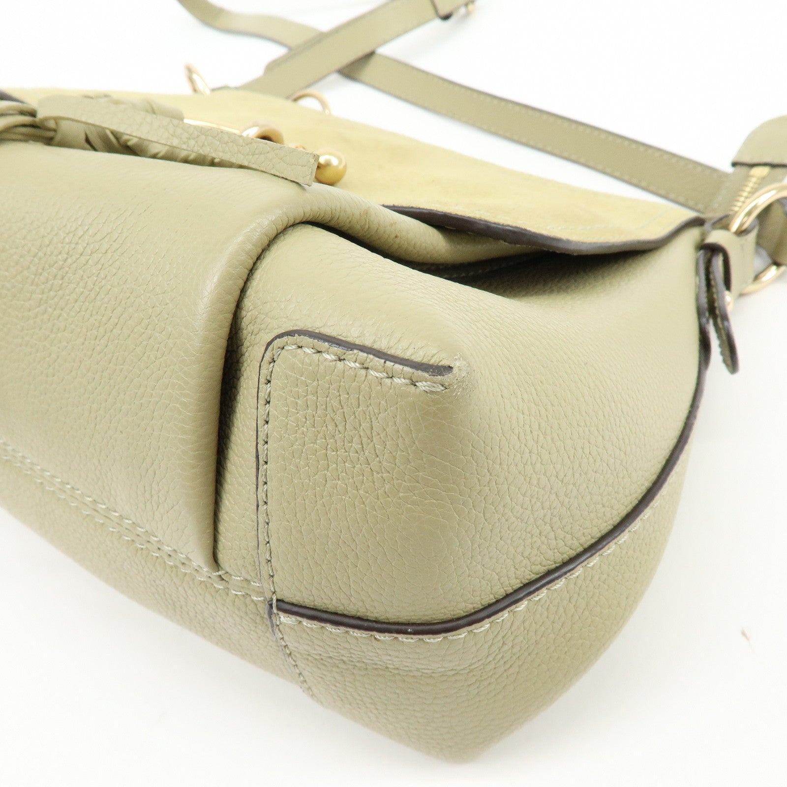 Chloe See by Chloe Joan Leather Suede 2Way Hand Bag Shoulder Bag Beige