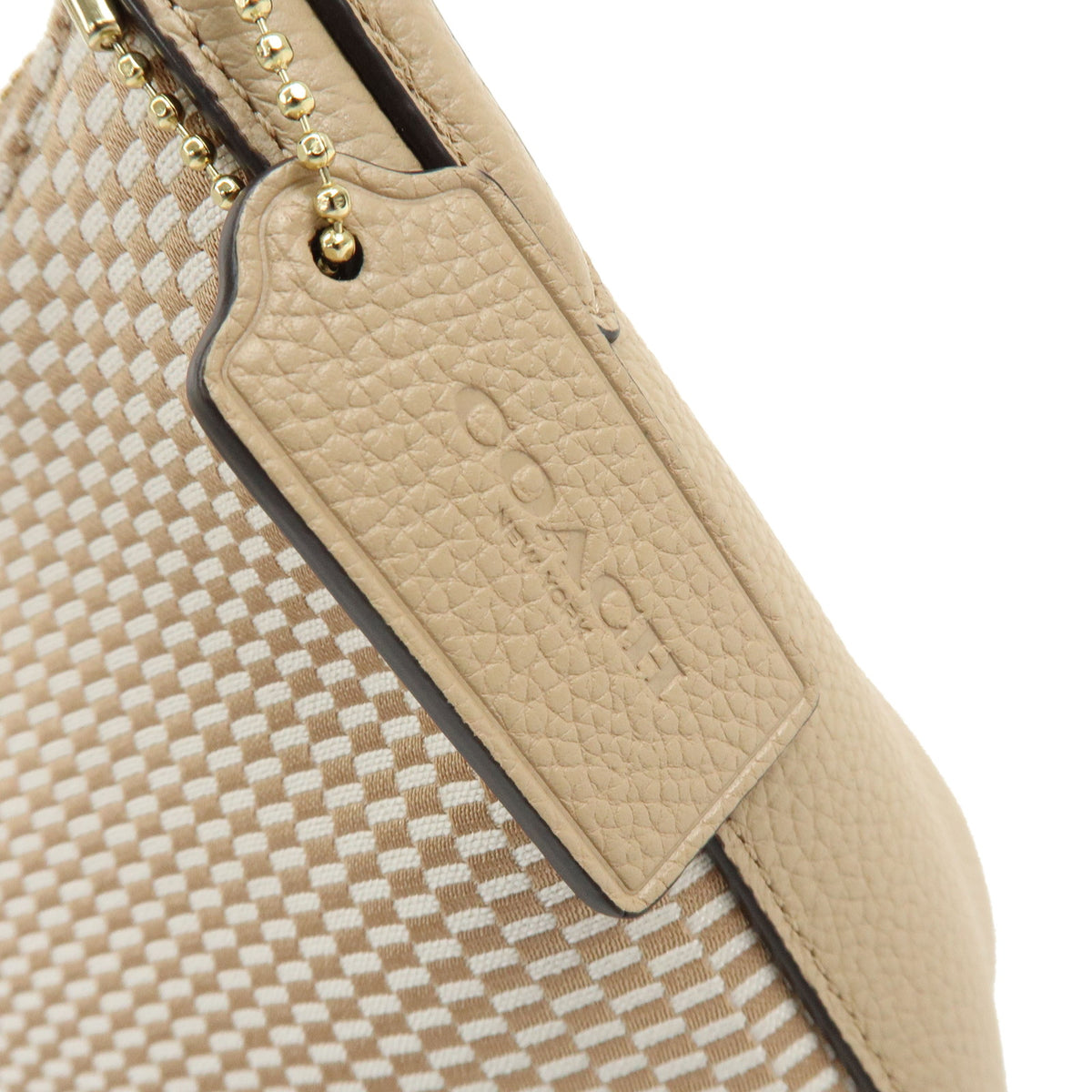 COACH Canvas Leather 2Way Shoulder Bag Hand Bag Beige