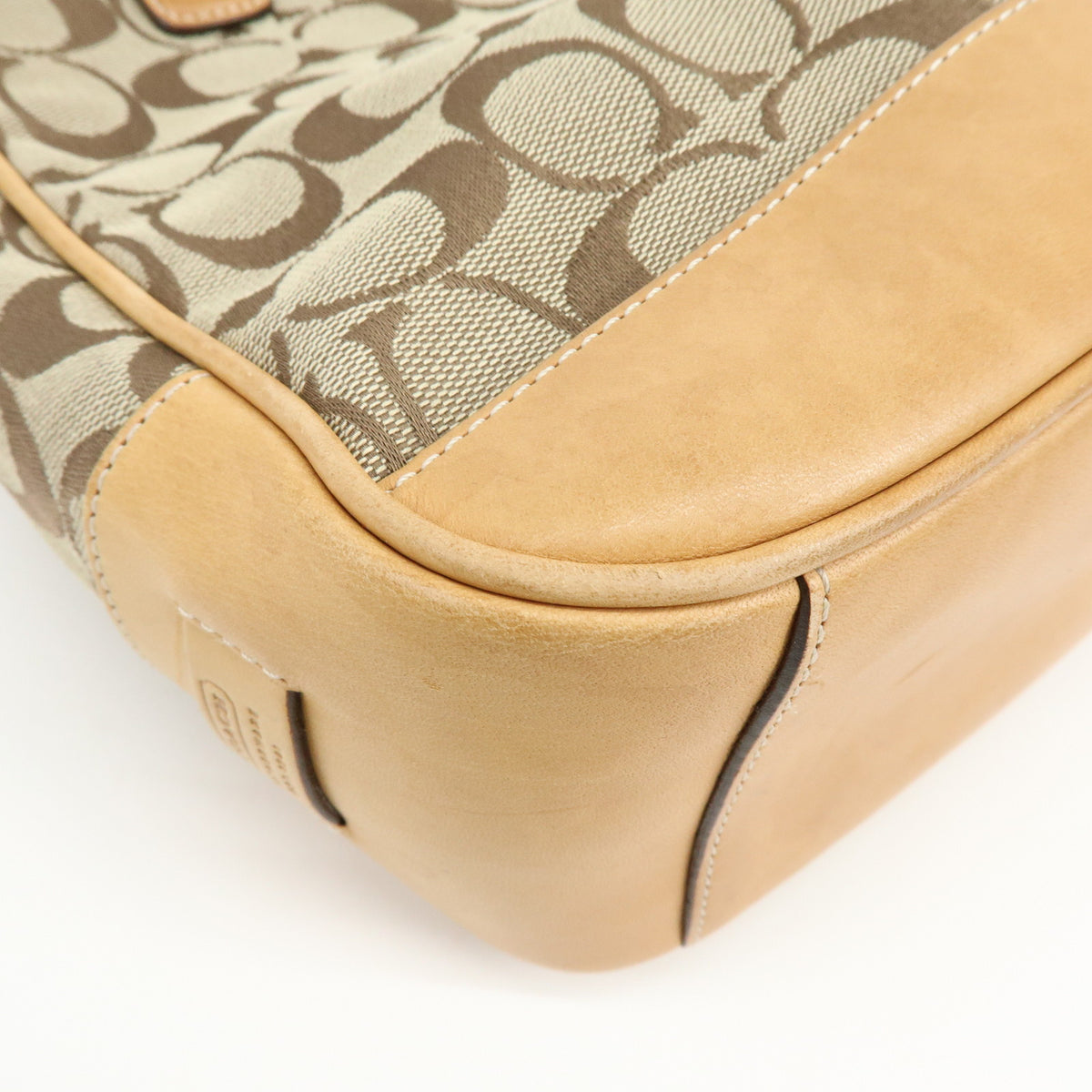COACH Lot of 2 Signature Canvas Leather Shoulder Bag Beige Ivory