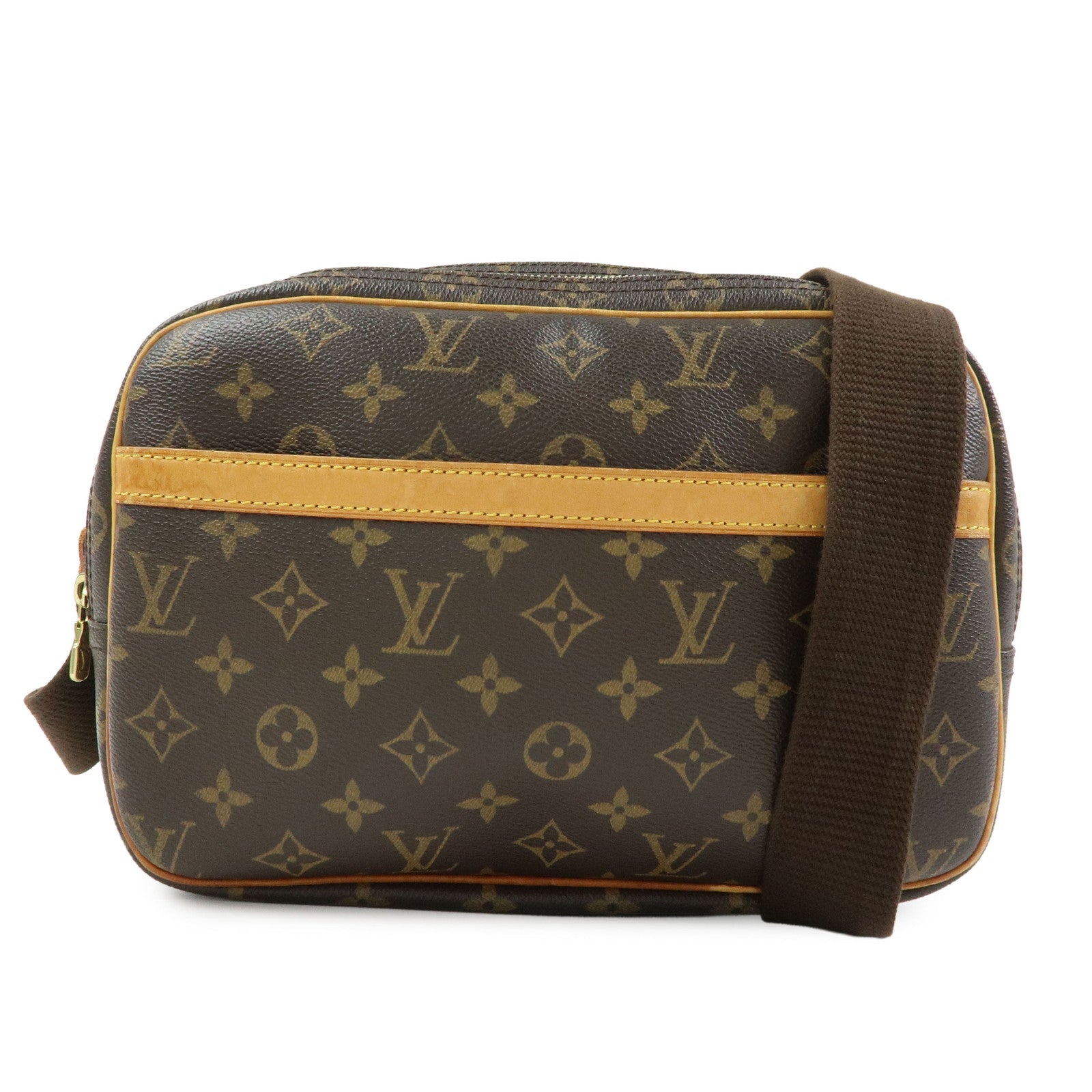 Louis Vuitton Monogram Reporter PM Shoulder Crossbody Bag Brown M45254