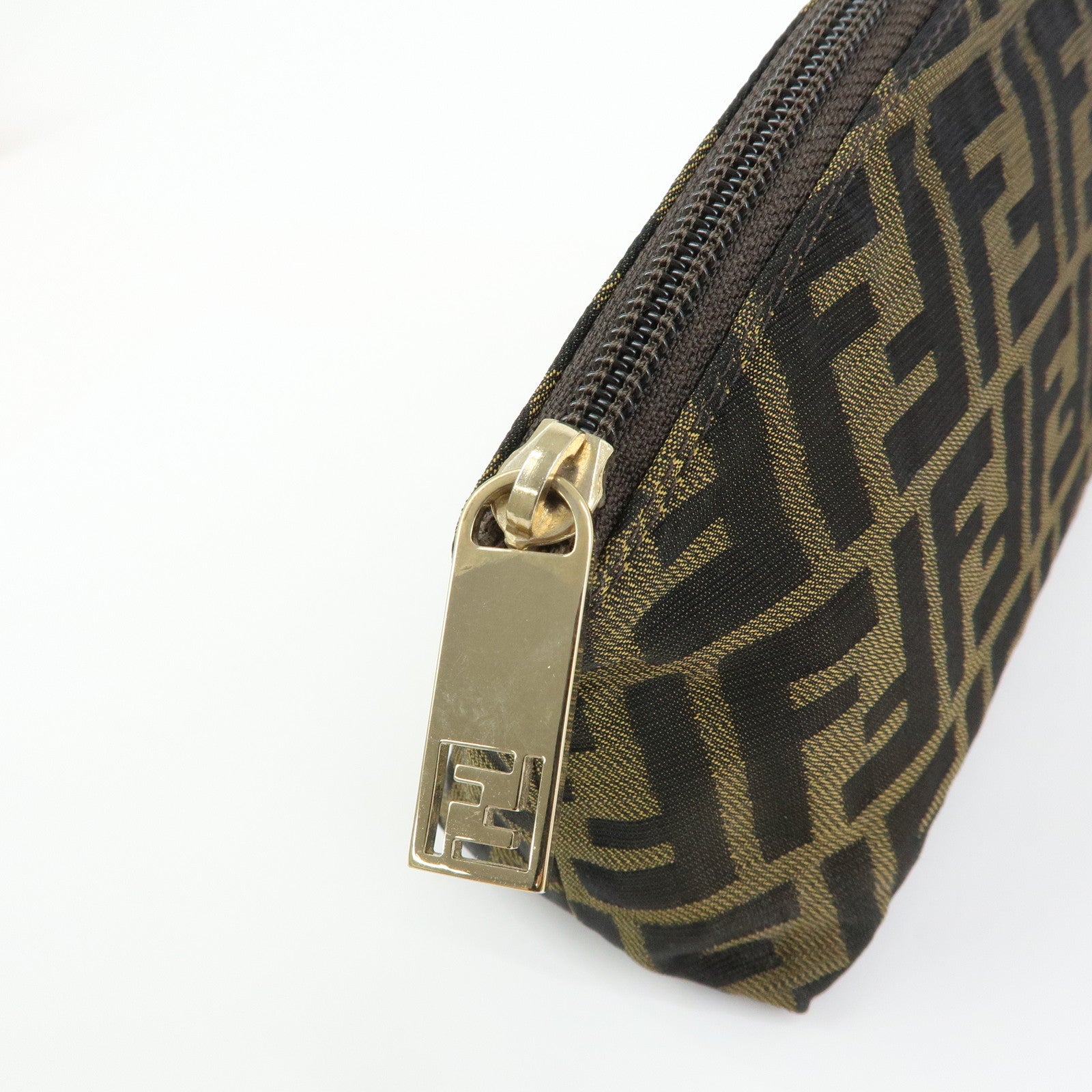 FENDI  Zucca Canvas Pouch Cosmetic Pouch Brown Gold 7N0005