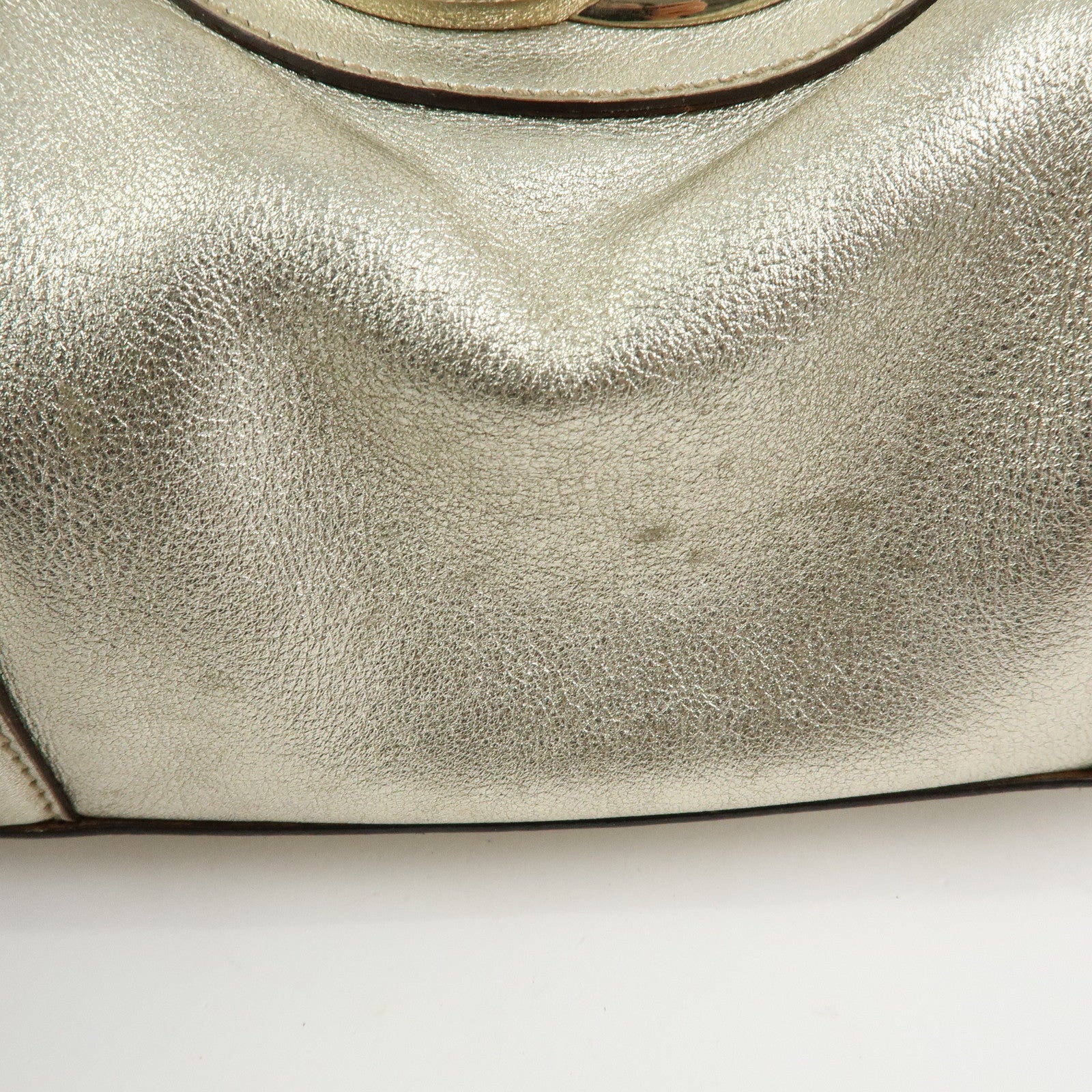 GUCCI Interlocking G Leather Mini Boston Bag Champagne Gold 170009