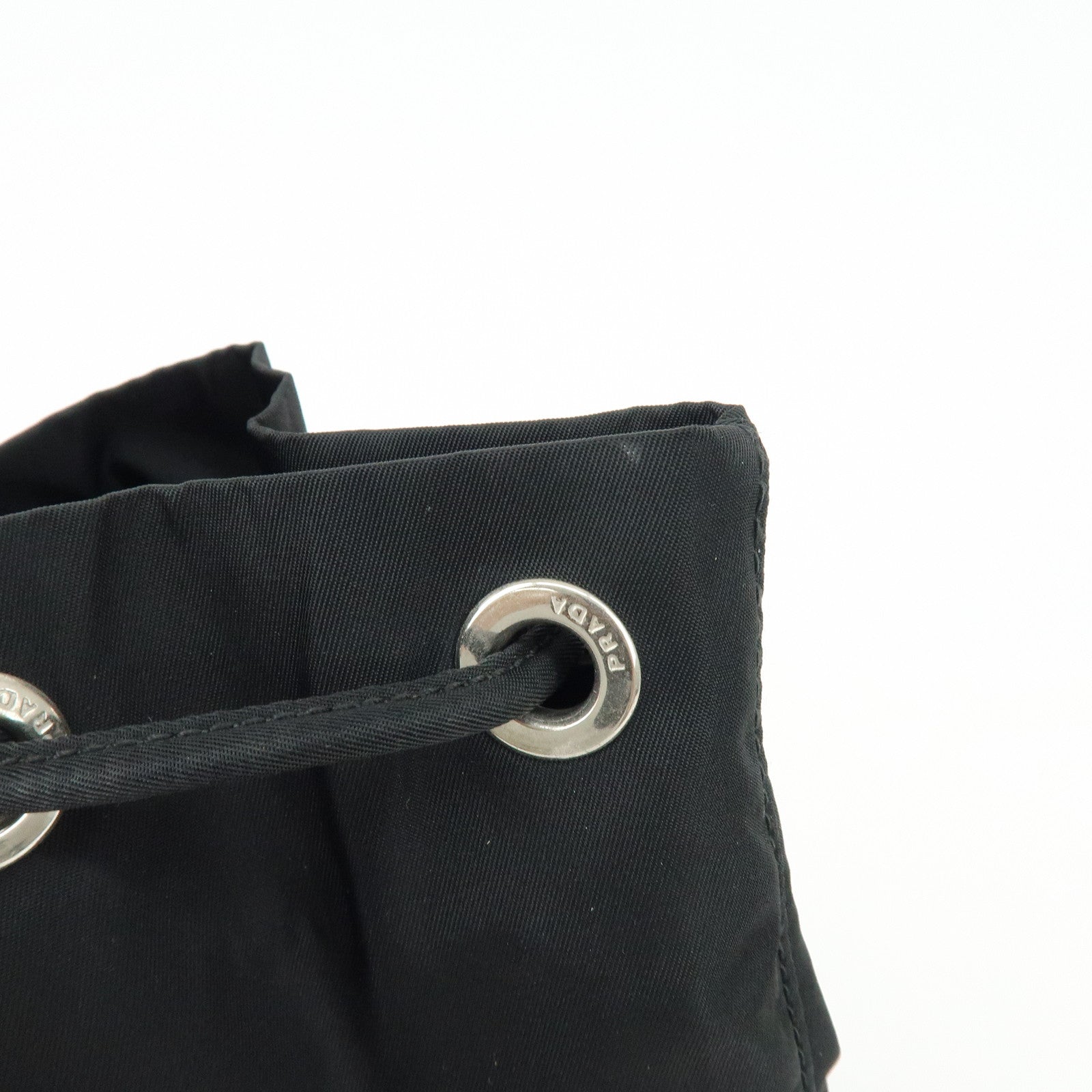 PRADA Triangle Logo Nylon Leather Backpack Rucksack Black BZ2811