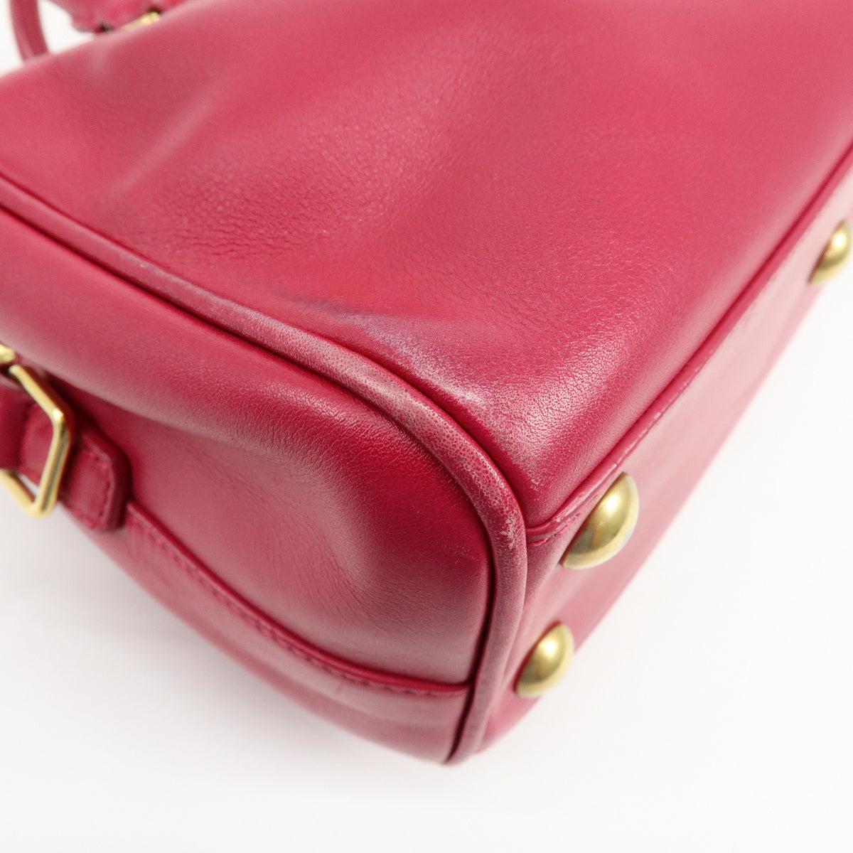 SAINT LAURENT PARIS Baby Duffle Leather 2Way Hand Bag Fuchsia 330958