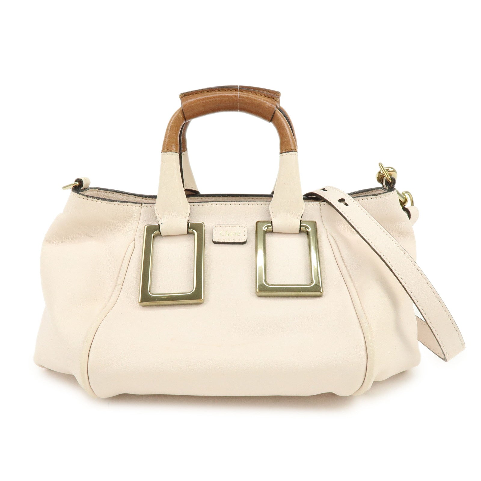 Chloe Ethel Leather 2Way Bag Shoulder Bag Hand Bag Light Beige