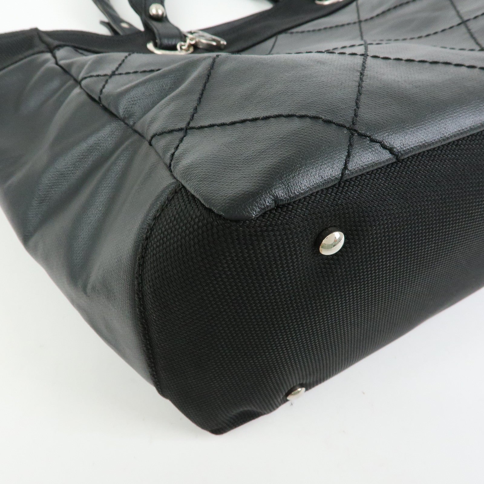 CHANEL Paris Biarritz MM PVC Leather Tote Bag Hand Bag Black A34209