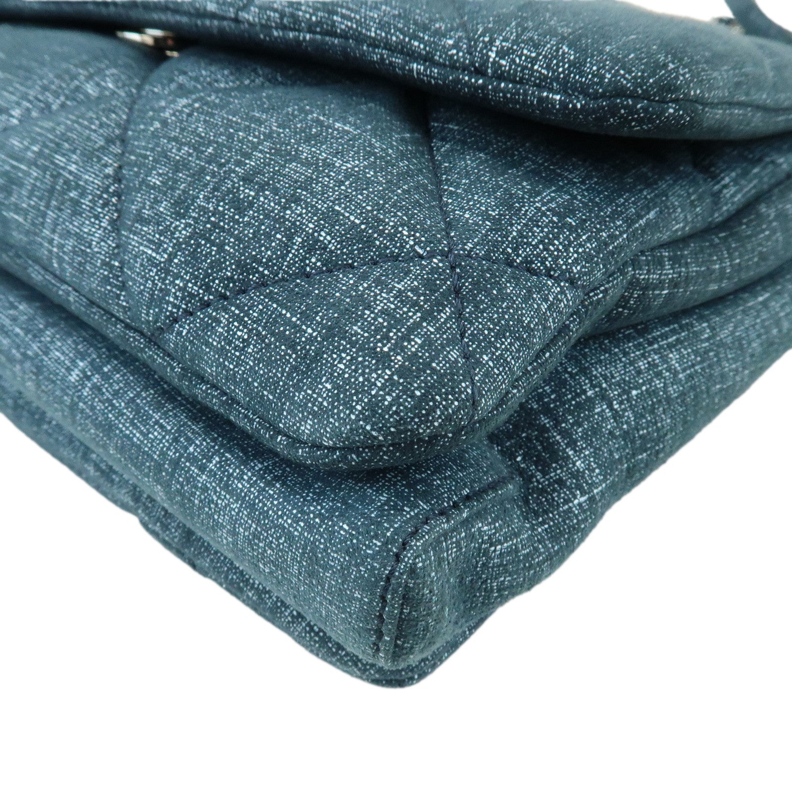 Ferragamo Vara Ribbon Denim Leather Chain Shoulder Bag Navy