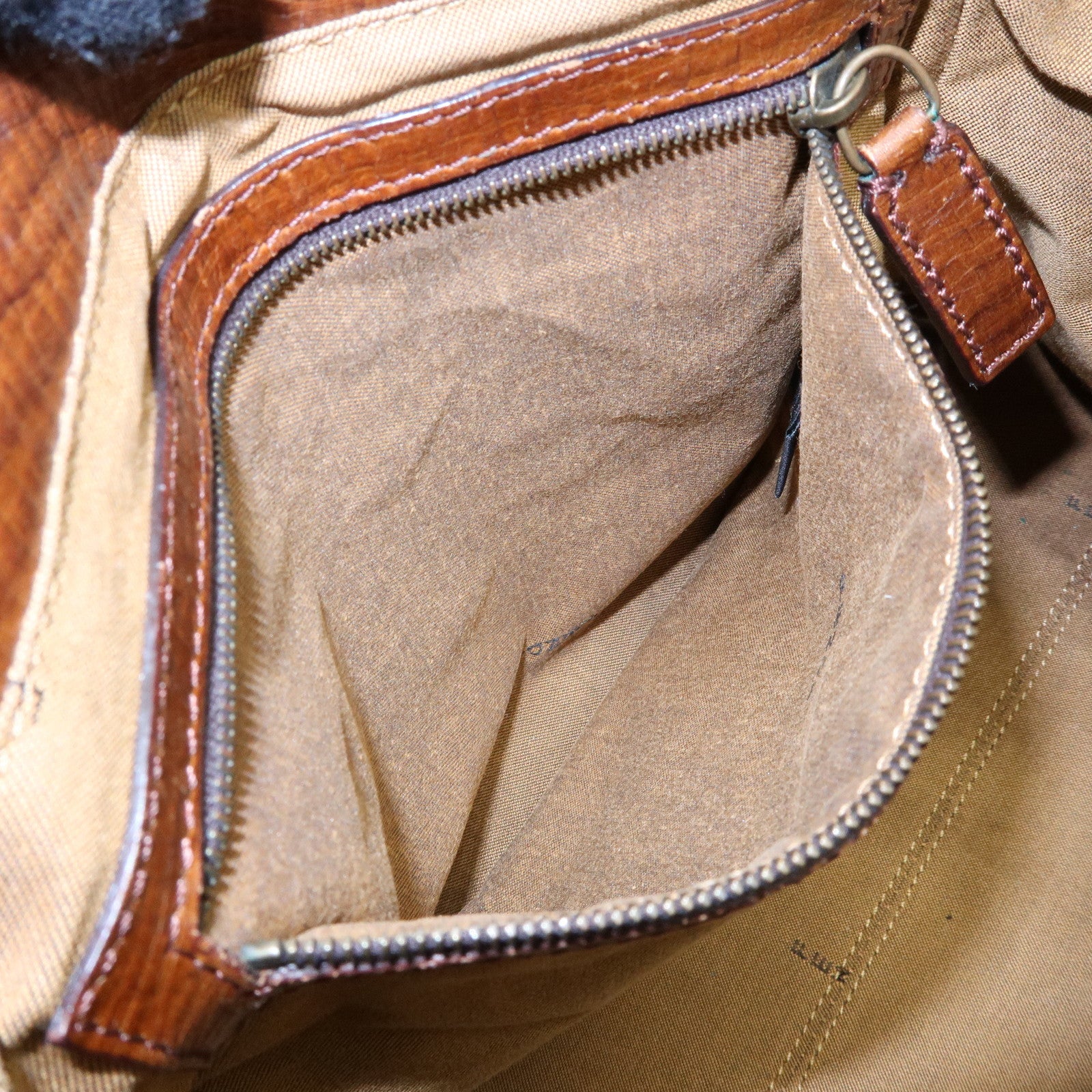 FENDI Zucca Etnico Canvas Leather Hand Bag Brown 8BN157