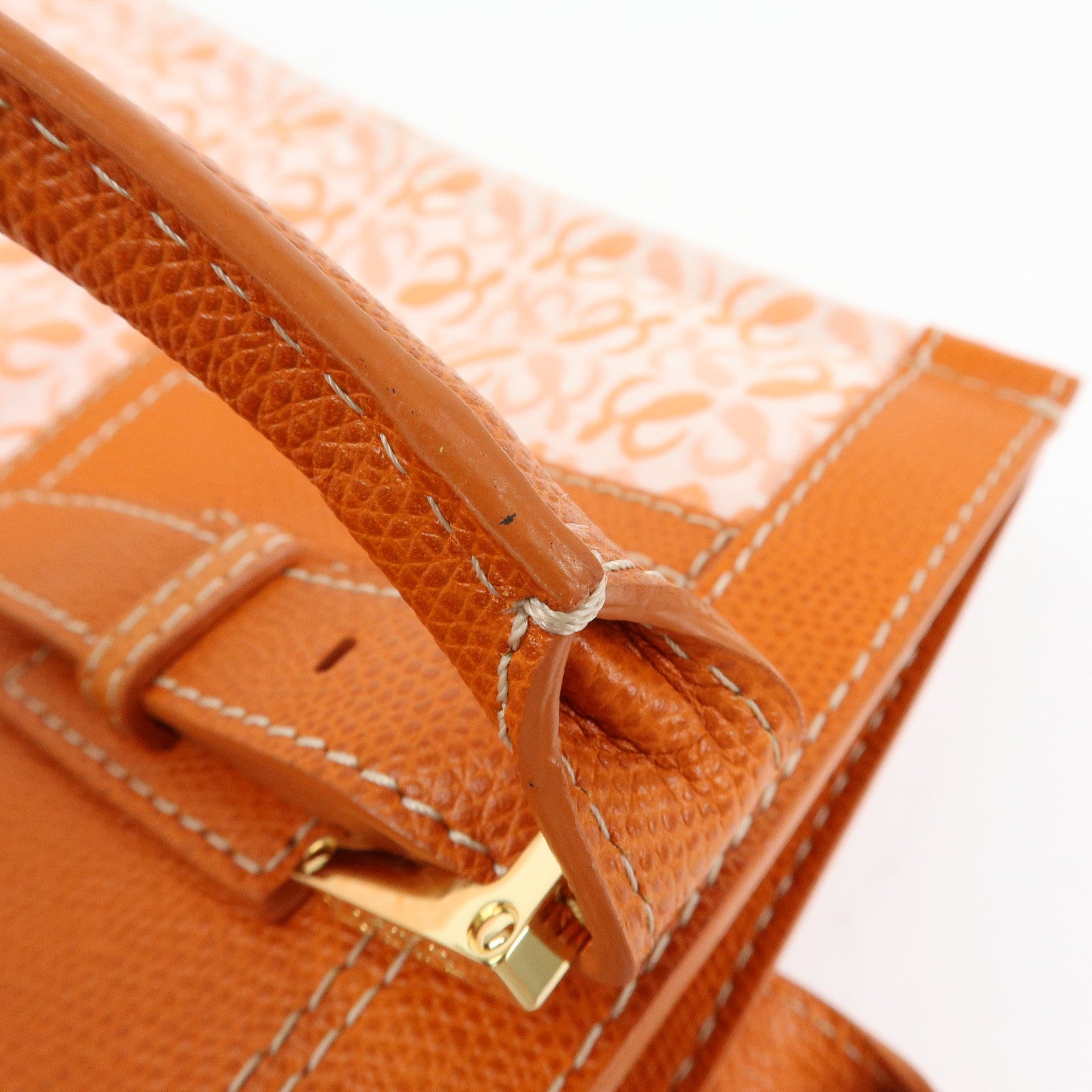 Loewe Repeat Anagram Canvas Leather Tote Bag Hand Bag Orange