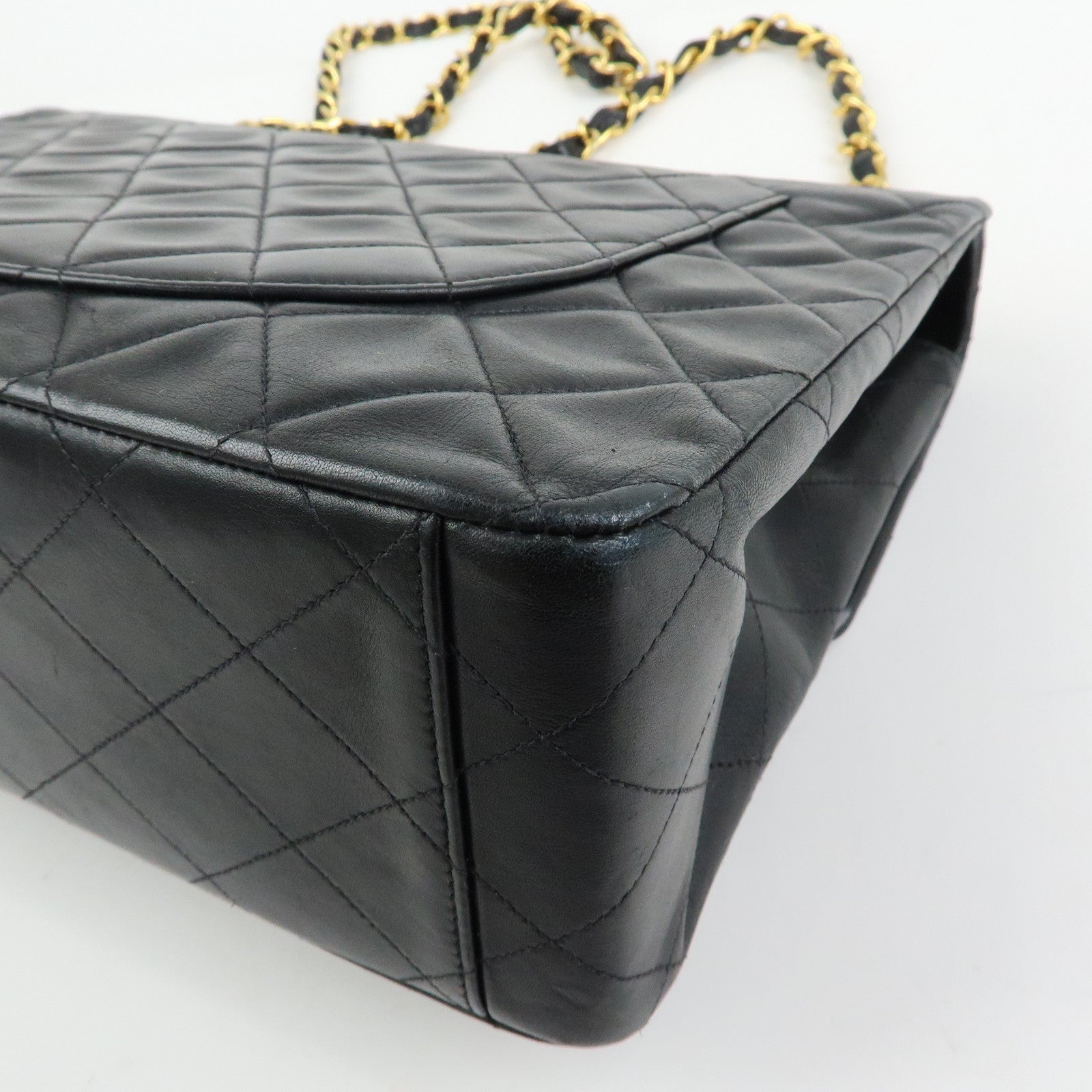 CHANEL Jumbo Matelasse 34 Lamb Skin Shoulder Bag Black A01094