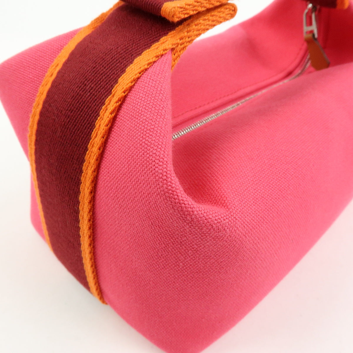 HERMES Bride A Brac PM Canvas Hand Bag Vanity Bag B Stamped Hibiscus