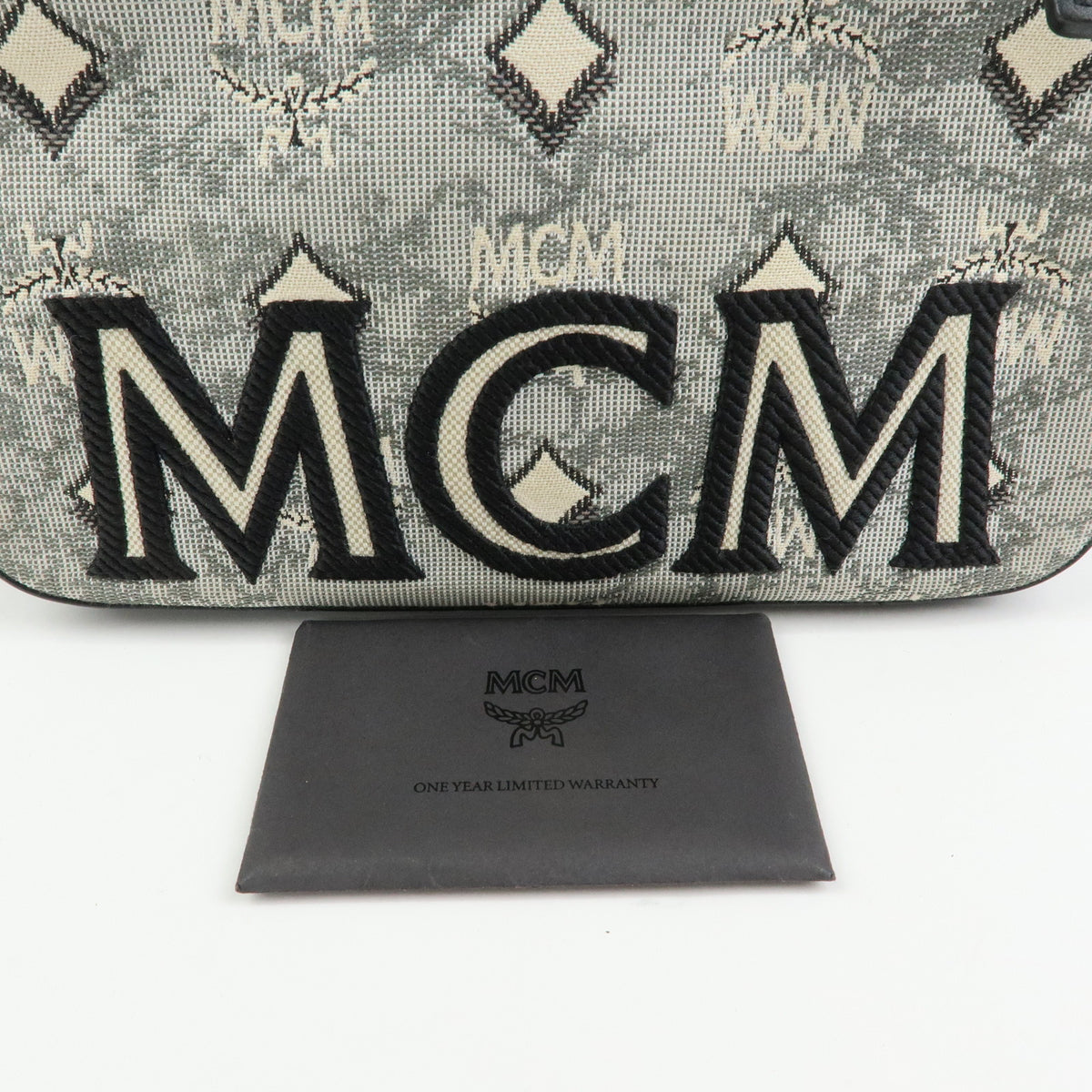 MCM Visetos Jacquard Canvas Leather 2Way Bag Shoulder Bag Grey Black