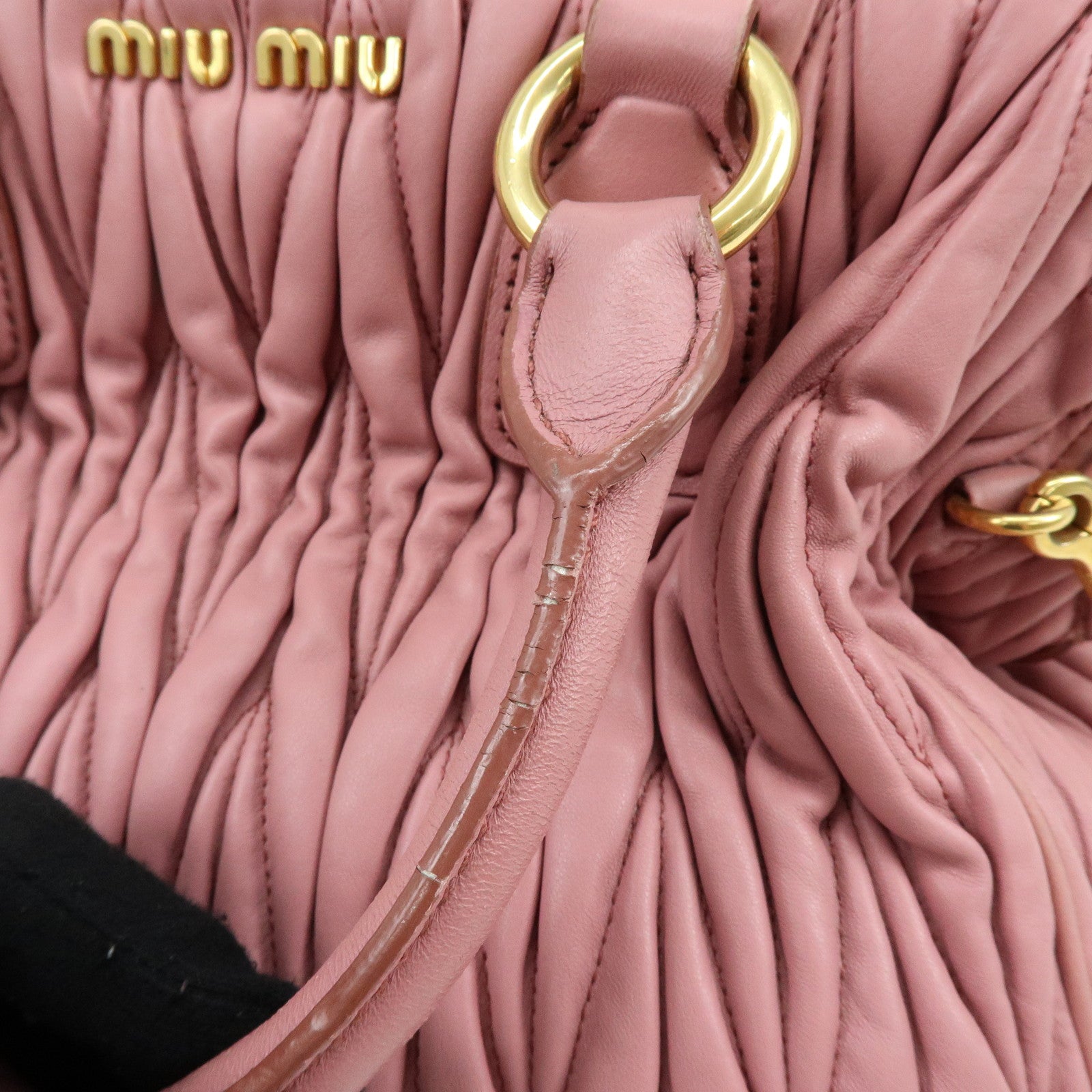 MIU MIU Matelasse Nappa Leather 2Way Hand Bag Shoulder Bag Pink RLN059