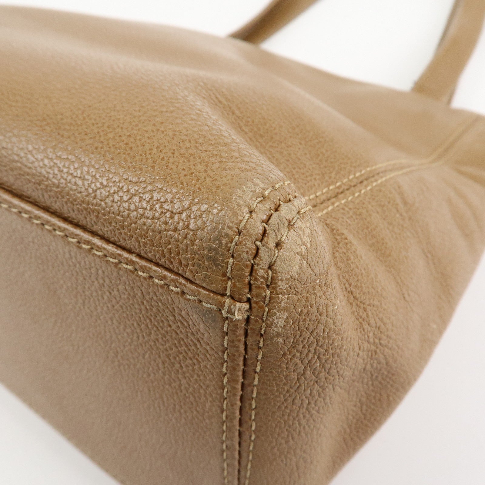 CHANEL COCO Mark Caviarskin Leather Bag Tote Bag Shoulder Bag Beige Used