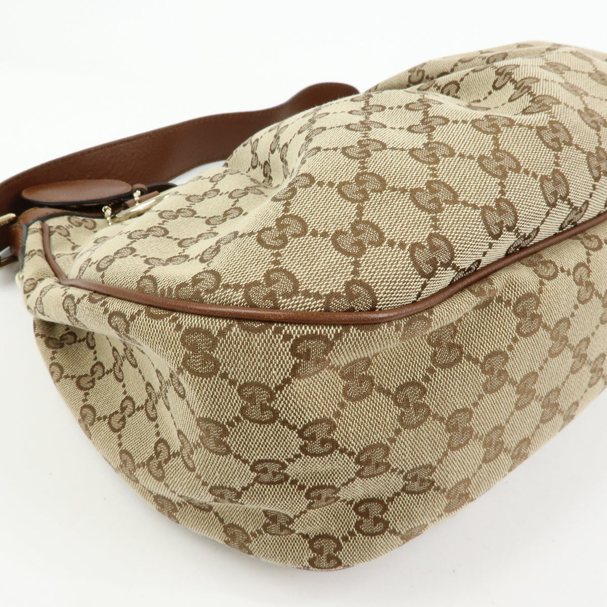 GUCCI Sukey Interlocking G GG Canvas Leather Shoulder Bag Beige 232955