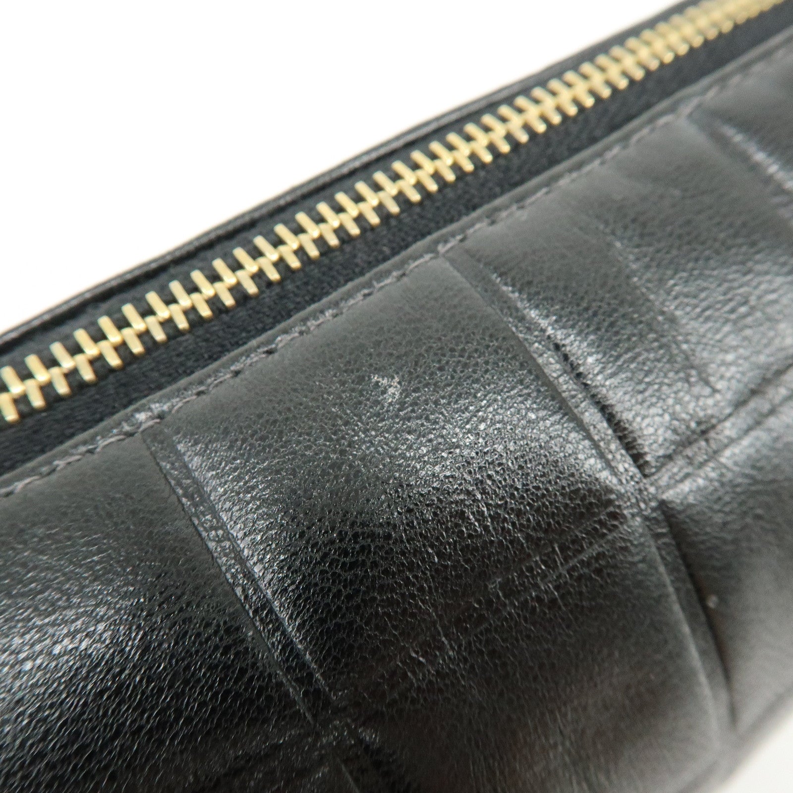 CHANEL COCO Mark Chocolate Bar Lamb Skin Cosmetic Pouch Black Gold