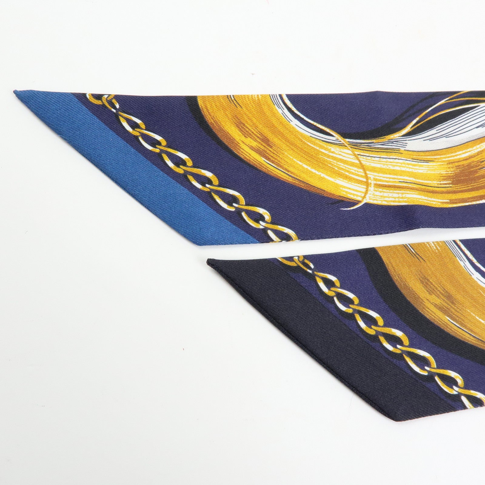 HERMES Twilly Silk 100% Scarf Cavalcades Dressage Whip Print Navy
