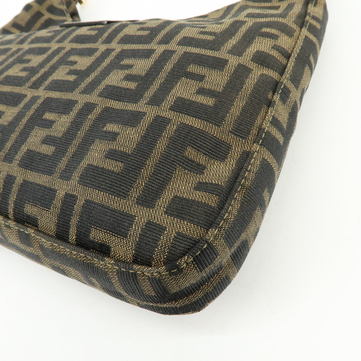 FENDI Zucca Canvas Leather Shoulder Bag Hand Bag Brown Black 26569