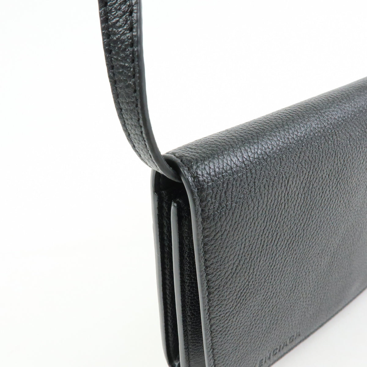 BALENCIAGA Small Logo Leather Crossbody Bag Shoulder Bag black 674892