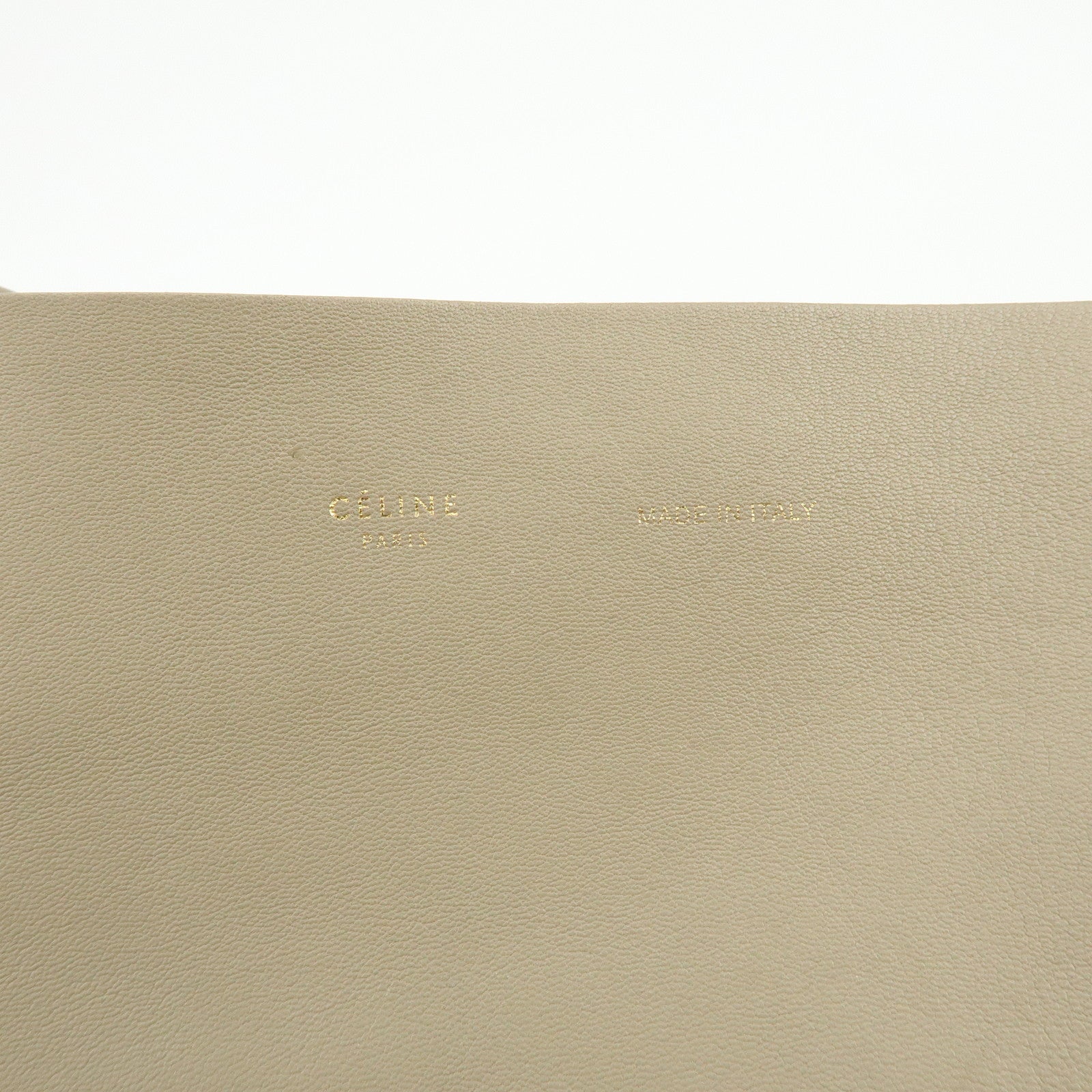 CELINE Leather Tote Bag Shoulder Bag Greige