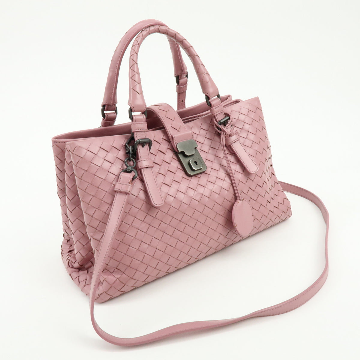BOTTEGA VENETA Intrecciato Rome Leather 2Way Shoulder Bag Hand Bag Pink