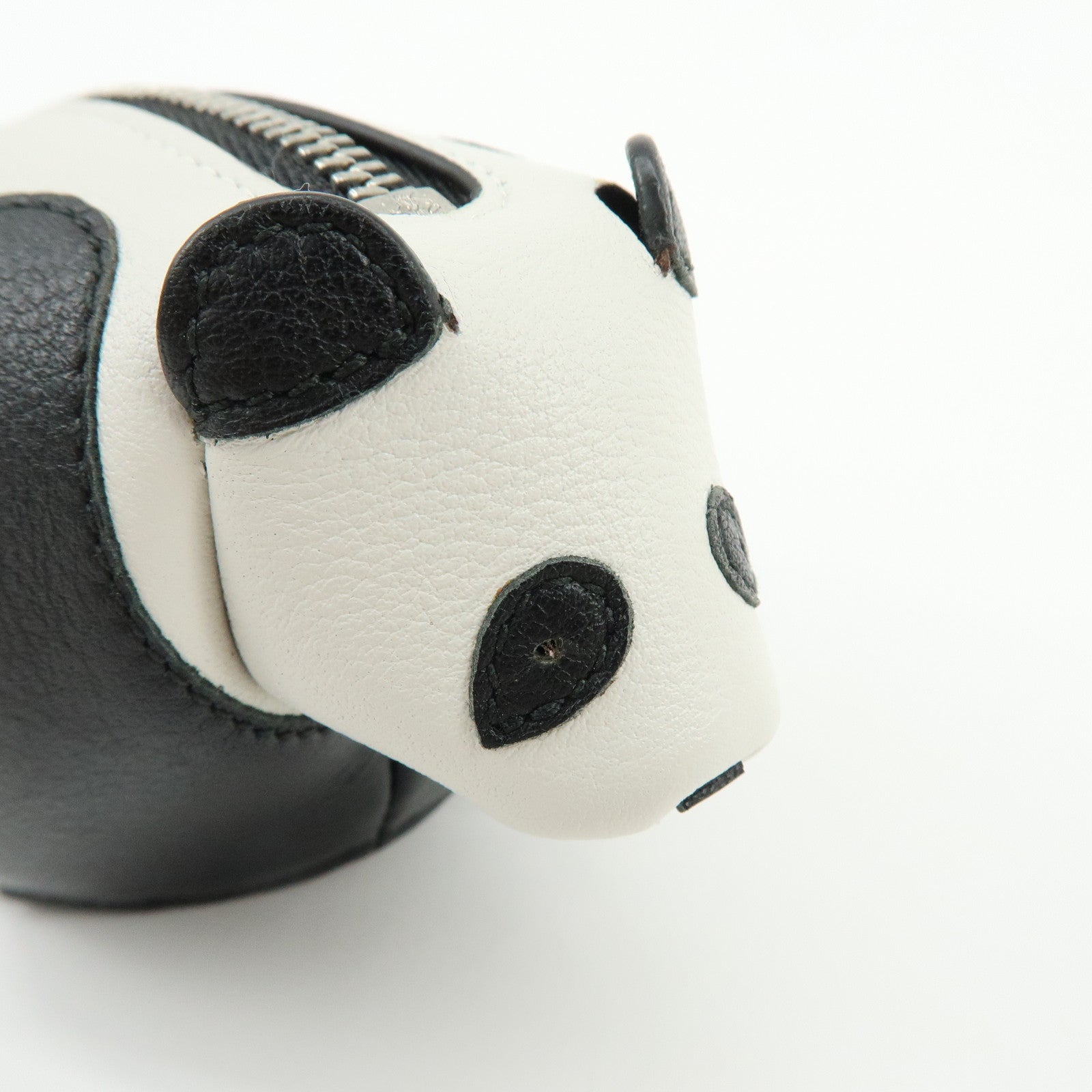 LOEWE PANDA Animal Leather Coin Case Coin Purse White Black