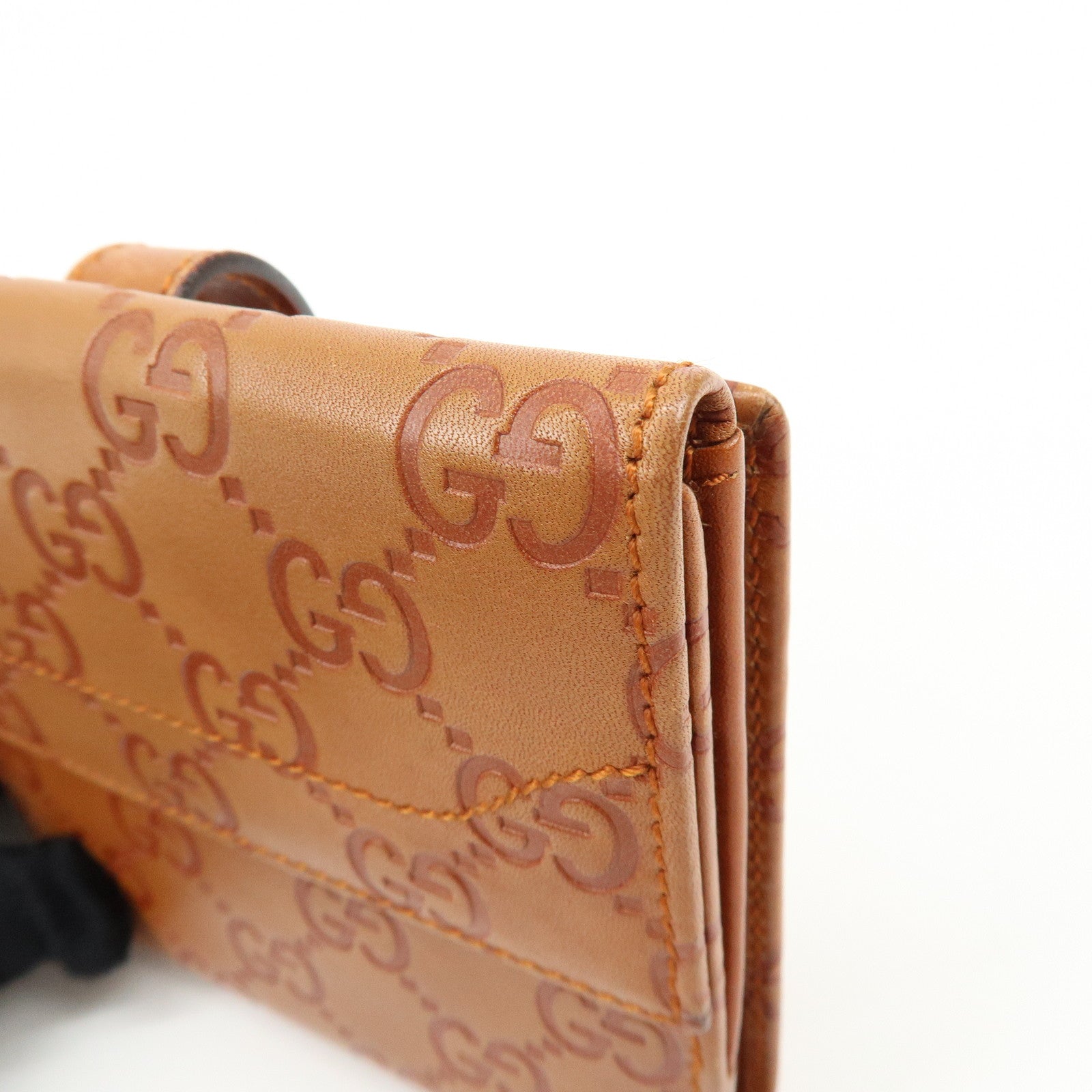 GUCCI New Jackie Guccissima Leather Compact Wallet Brown 141435