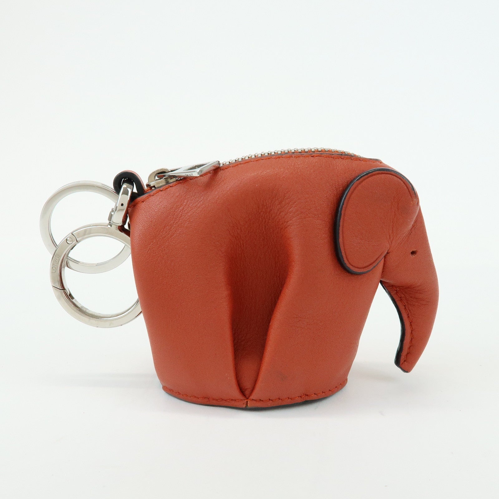 LOEWE Animal Collection Leather Elephant Coin Purse  Orange