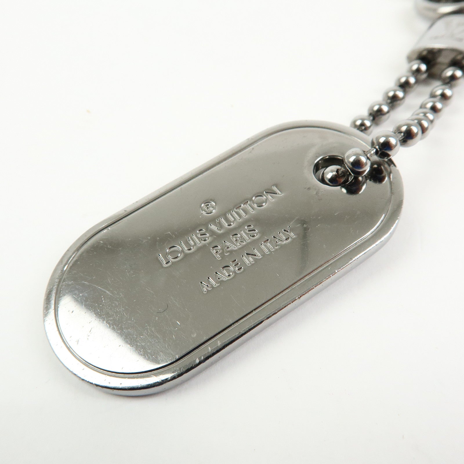 Louis Vuitton Monogram Eclips Porte Cles Tab ID Metal Key Chain M63618