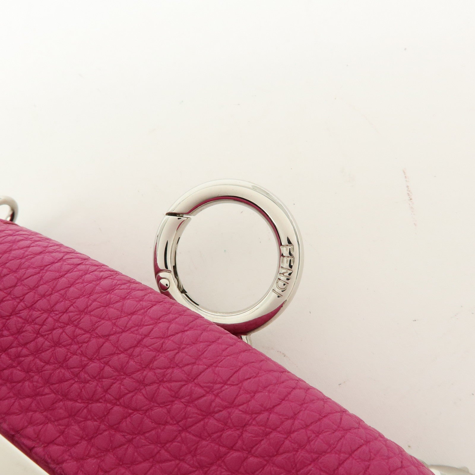 FENDI Nano Baguette  Leather Mini Chain Shoulder Bag Charm Pink 7AS045