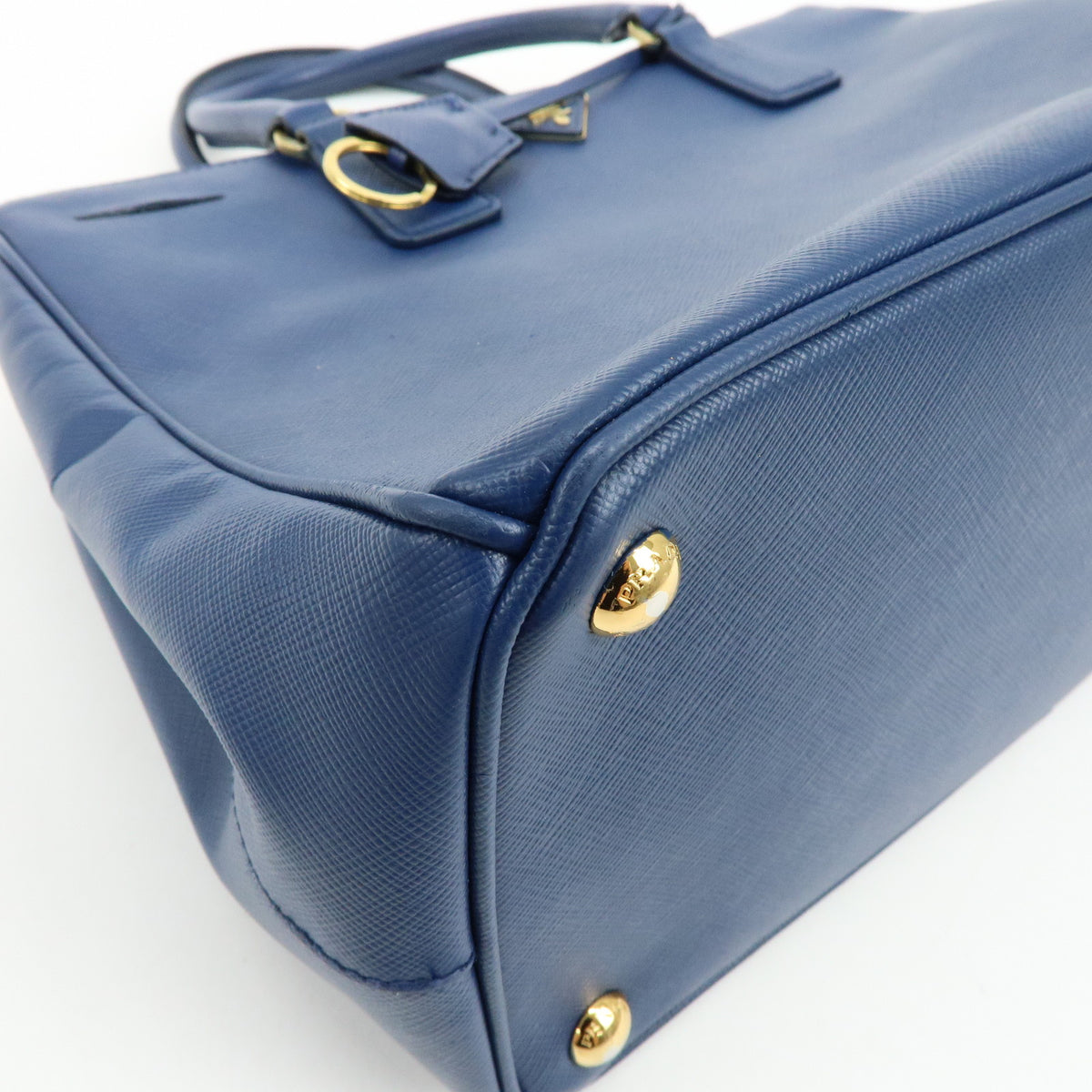 PRADA Galleria Triangle Log Saffiano Leather 2Way Hand Bag Blue BN2274