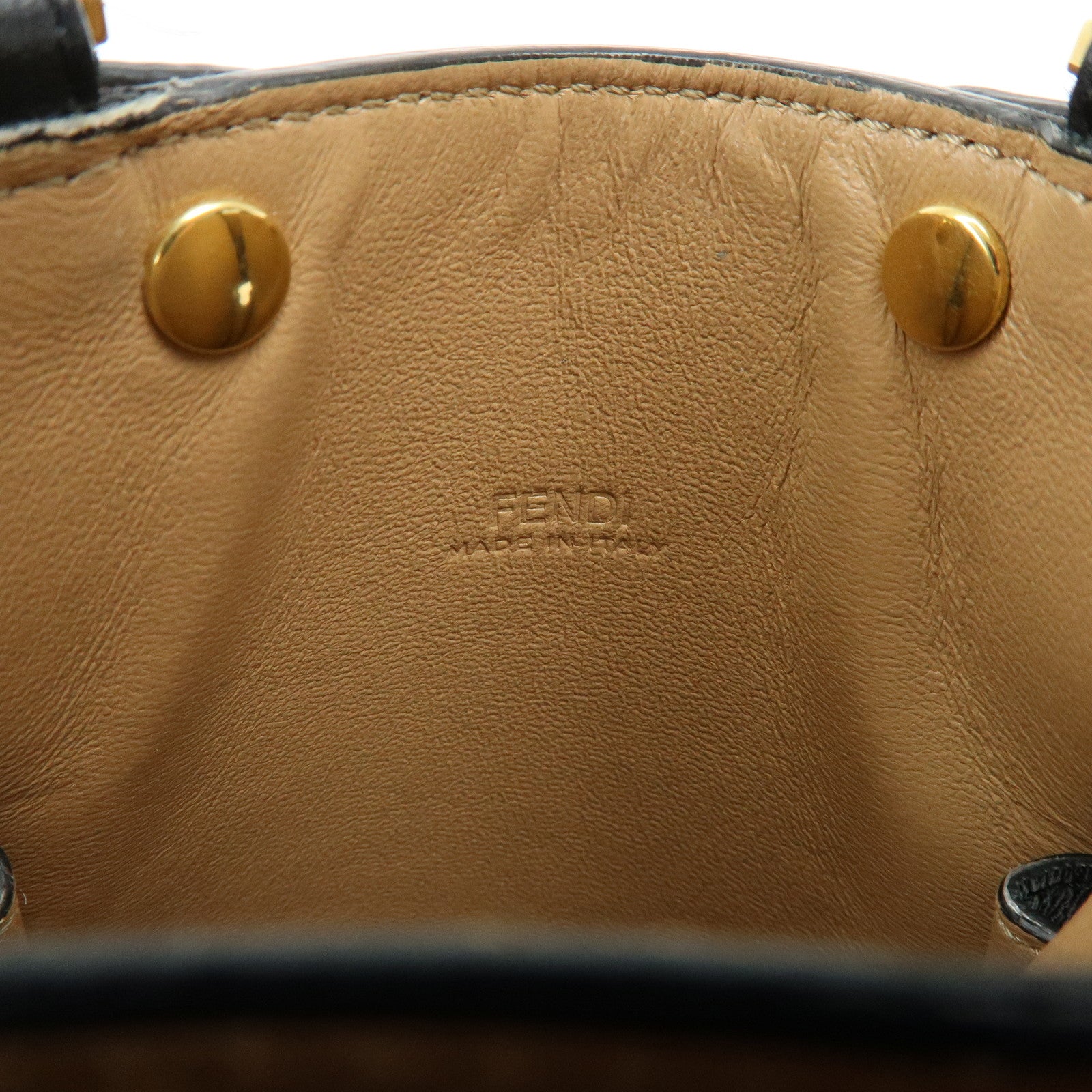 FENDI Peekaboo Leather Shoulder Bag Phone Case Black 8M0442 A5DY