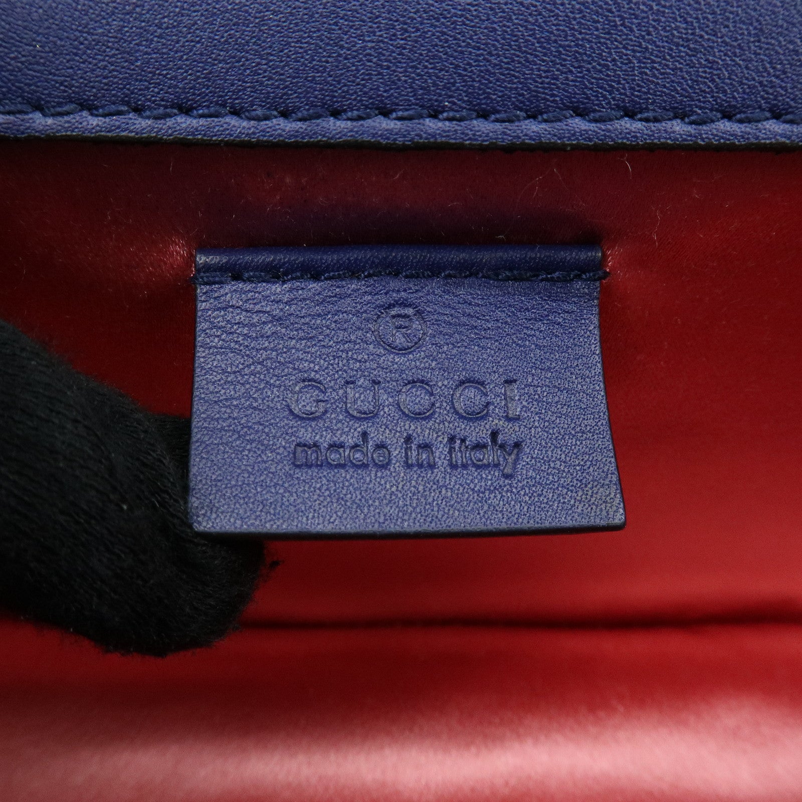 GUCCI Broadway Velvet Shoulder Bag Crossbody Bag Bijou Logo Navy 544242