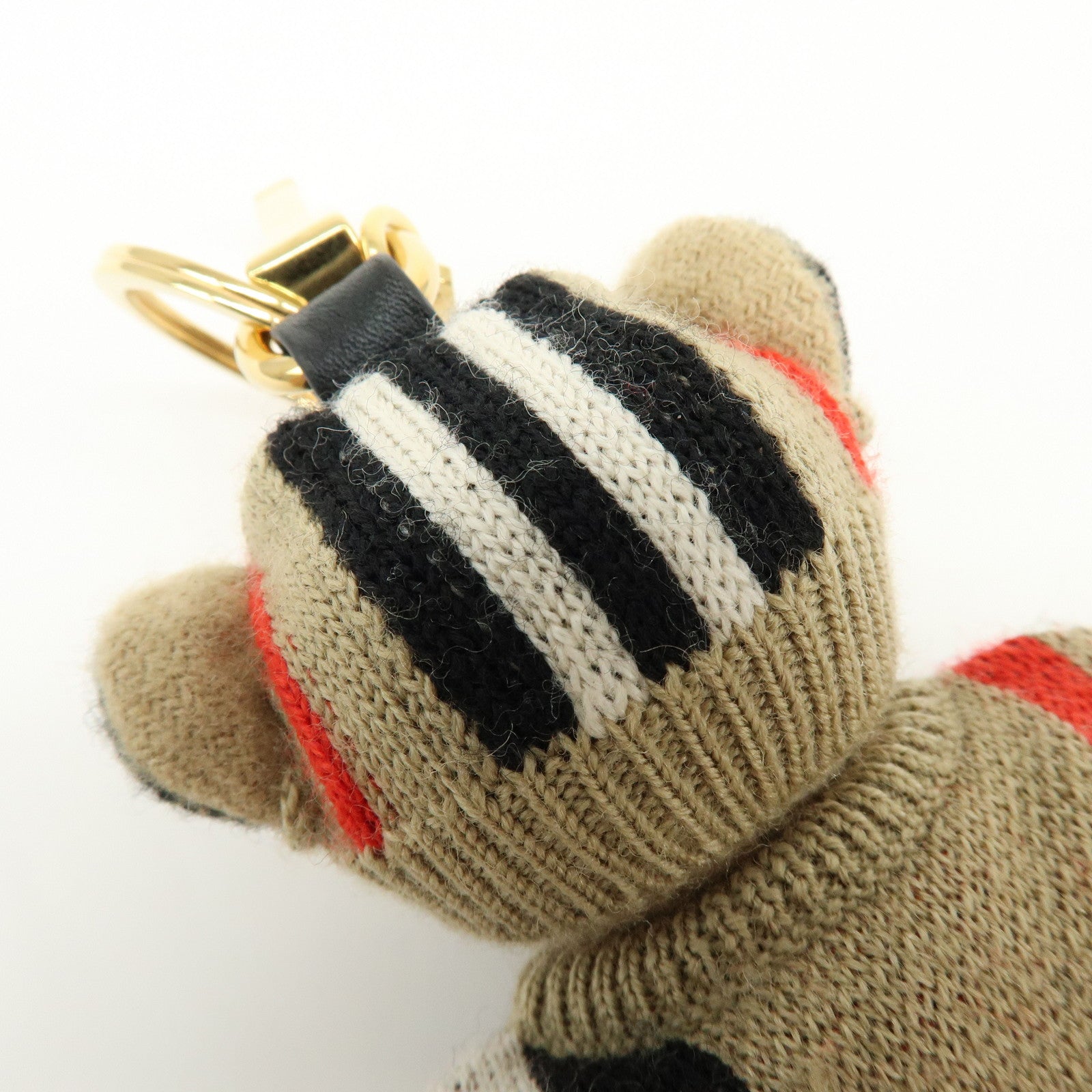 Burberry Teddy Bear Cashmere Wool Leather Bag Charm Key Holder Beige