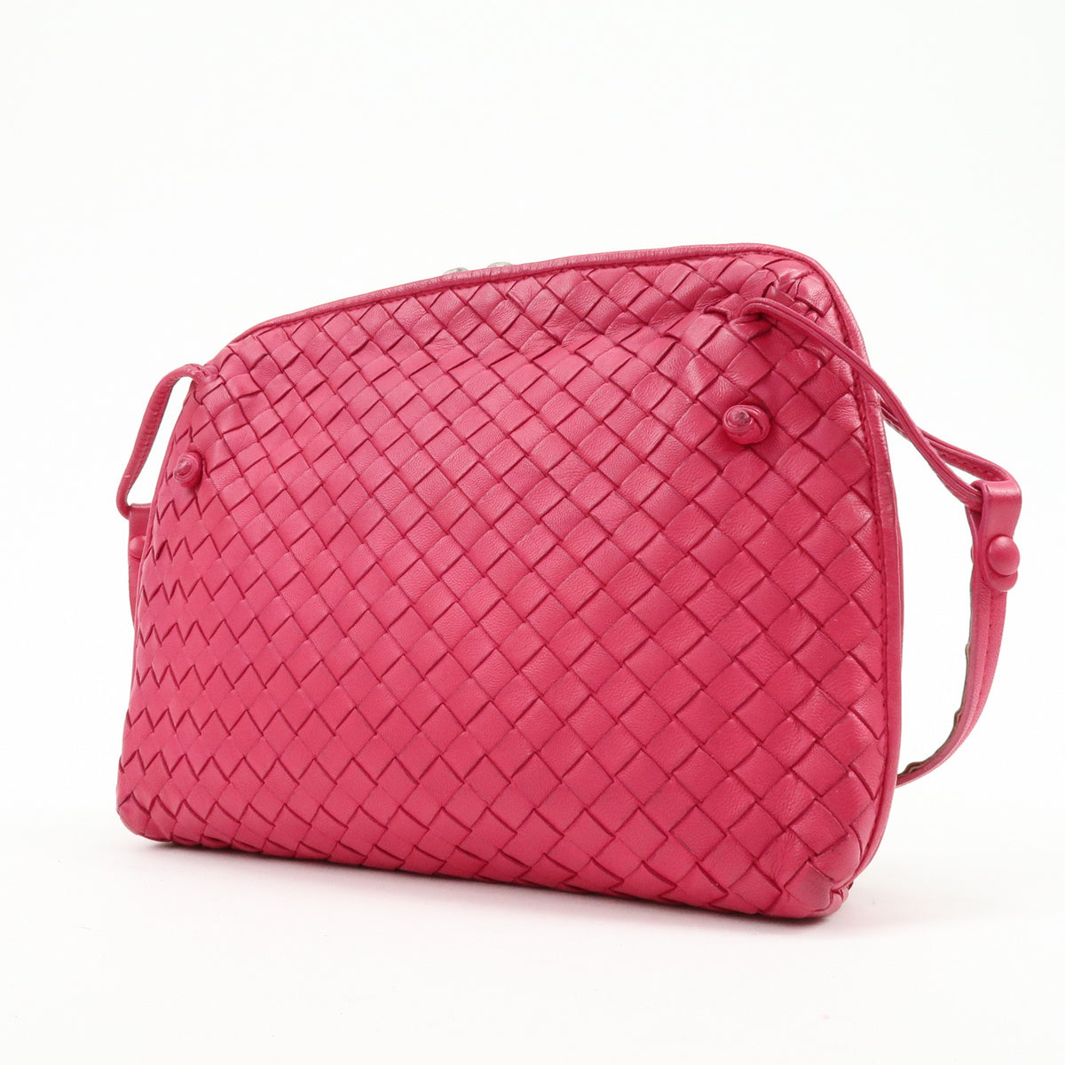 BOTTEGA VENETA Inttrecciato Nodini Leather Shoulder Bag Pink