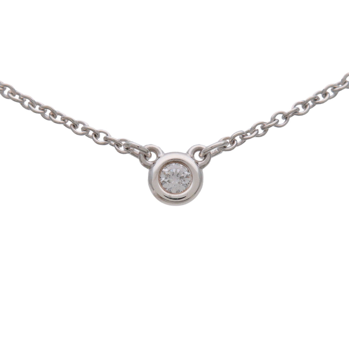 Tiffany & Co By The Yard 1P Diamond Necklace SV925 Silver