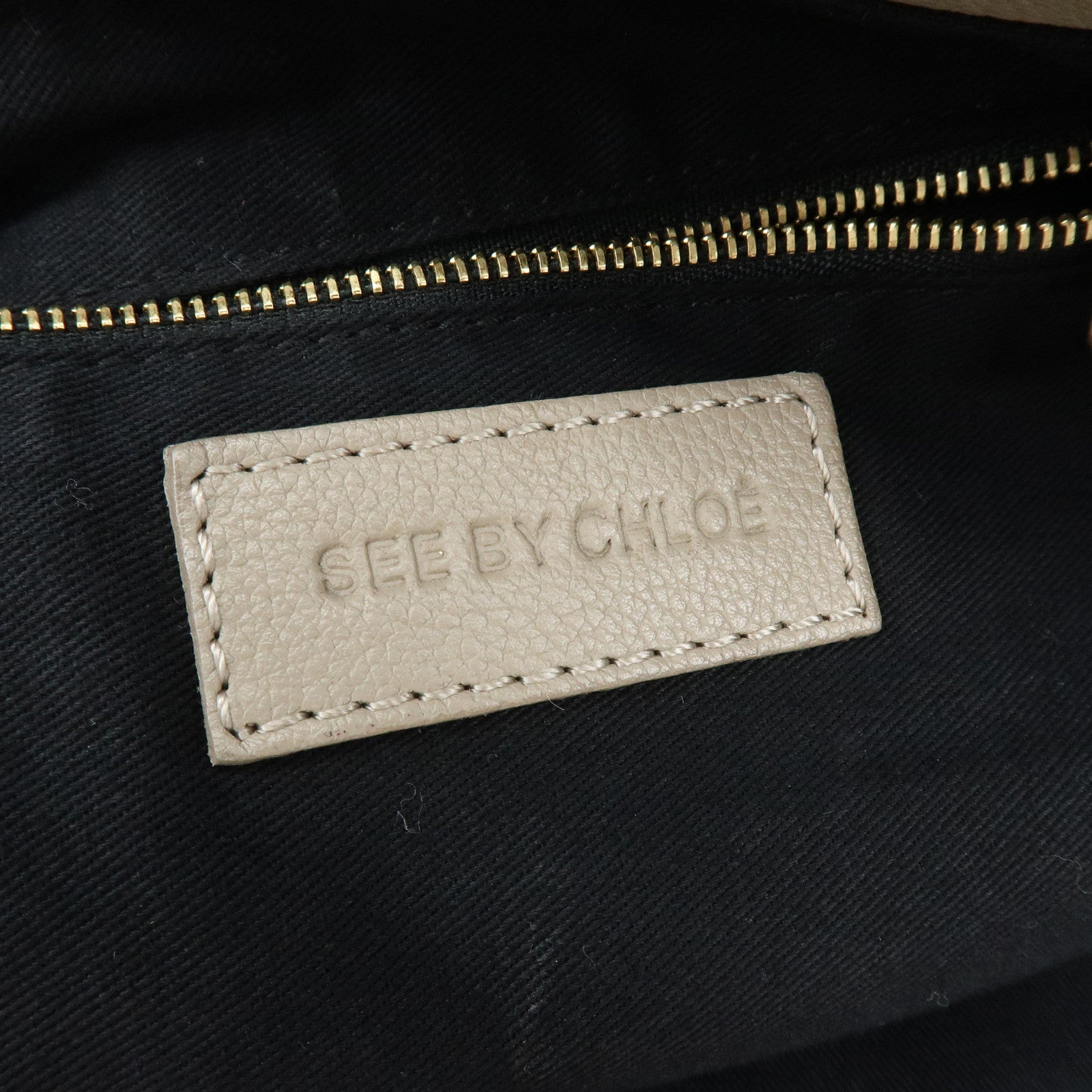 Chloe See By Chloe Leather Tote Bag Hand Bag Shoulder Bag Greige
